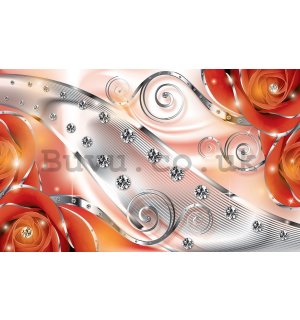Wall mural vlies: Luxurious abstract (red) - 184x254 cm