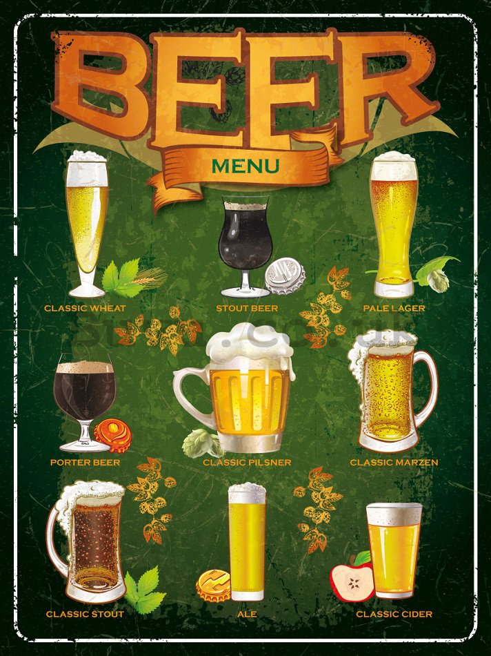 Metal sign - Beer menu