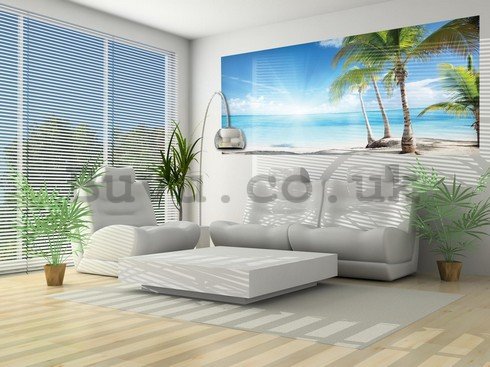 Wall Mural: Palms at the beach - 104x250 cm