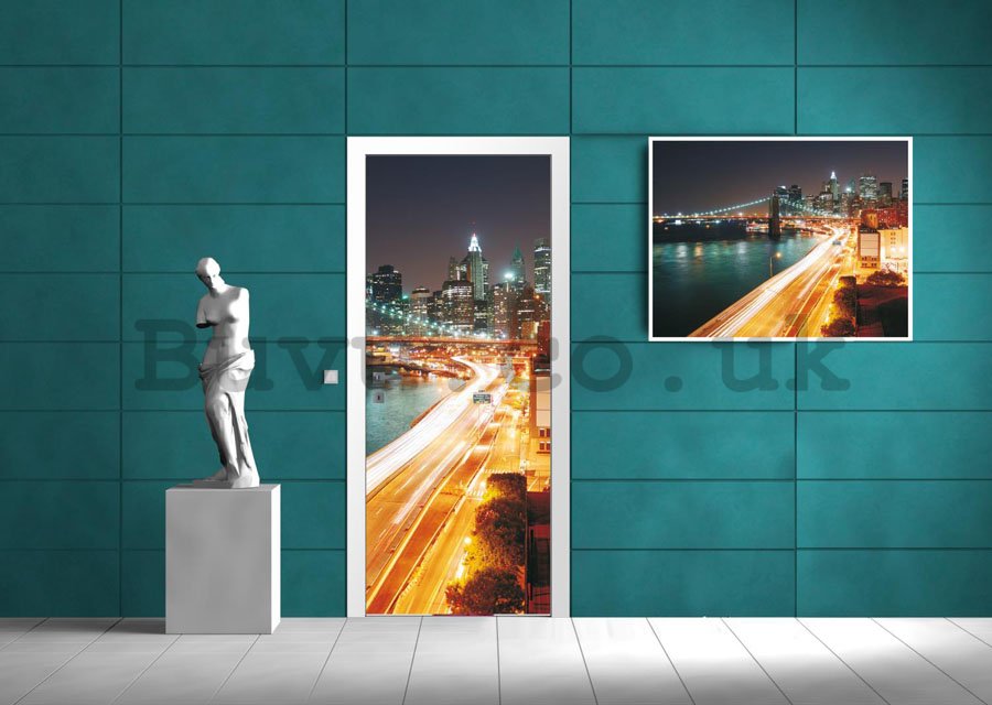 Photo Wallpaper Self-adhesive: Night city - 211x91 cm
