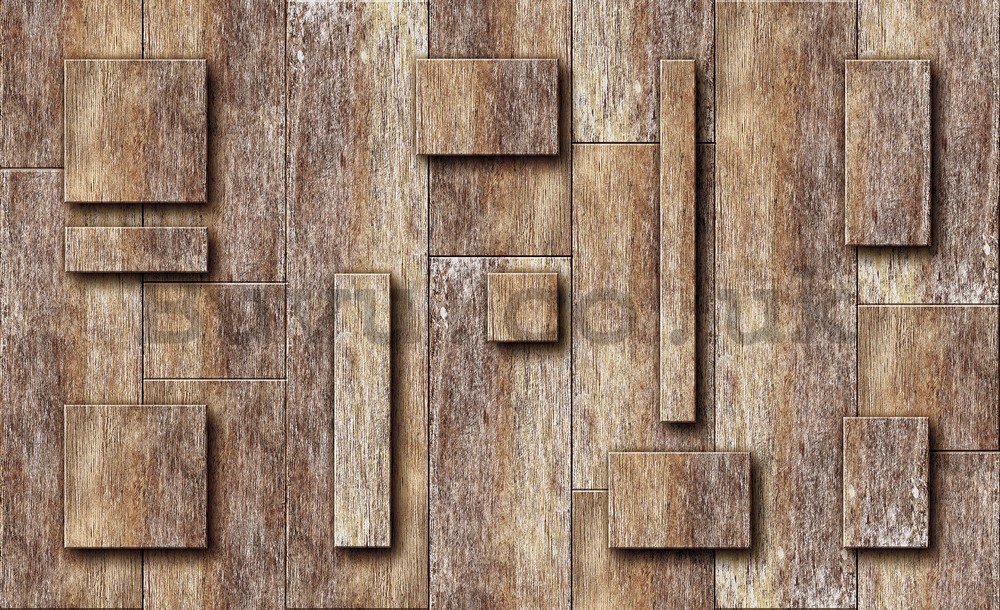 Wall mural vlies: Wooden rectangles - 184x254 cm