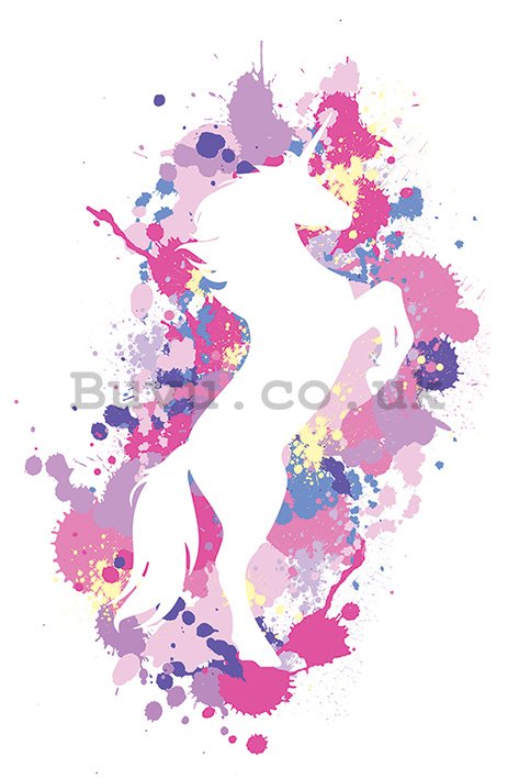 Poster - Splatter Silhouette Unicorn, Art Studio