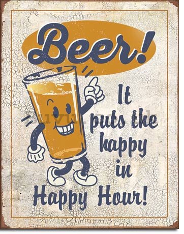 Metal sign - Beer! Happy Hour!