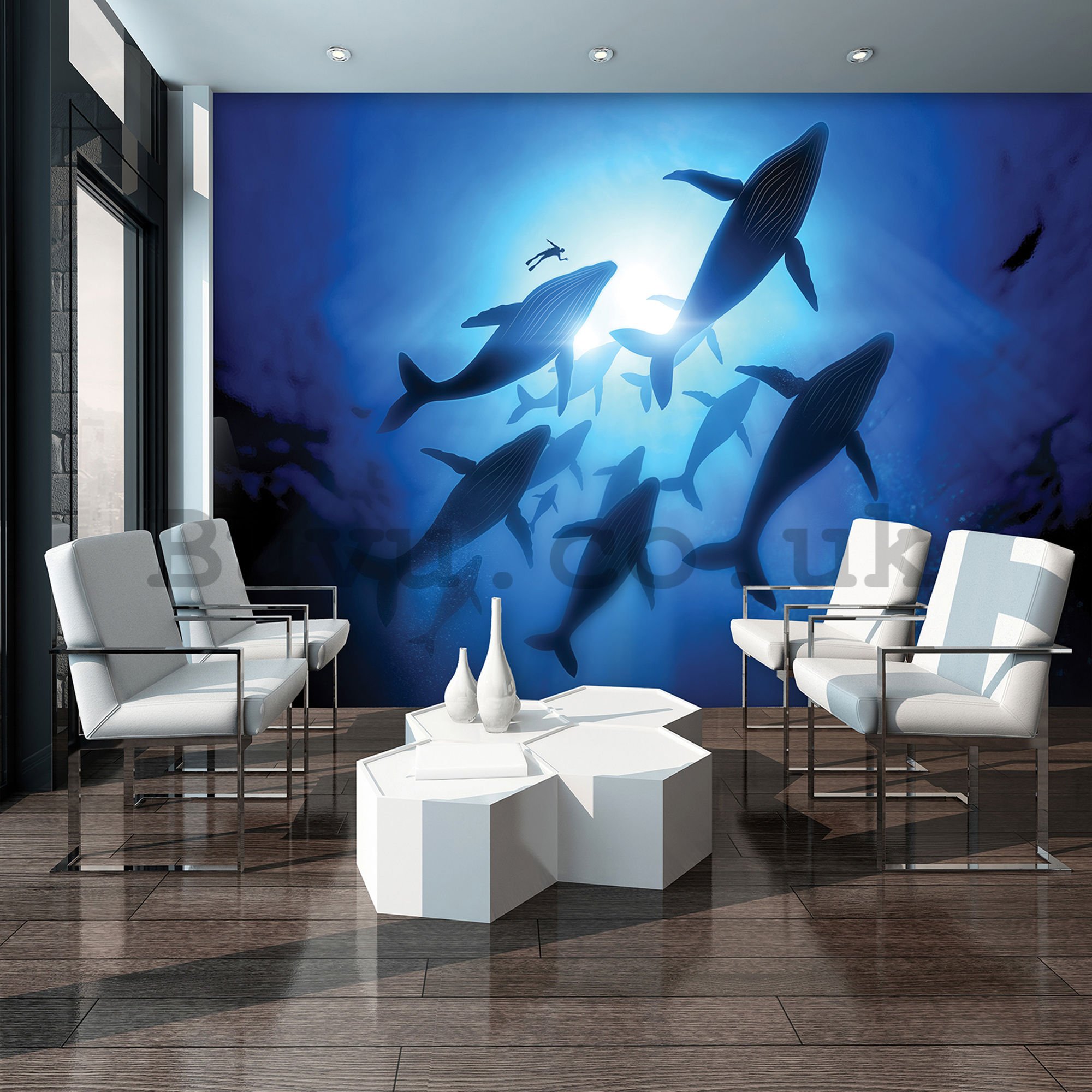 Wall mural: Whales (1) - 184x254 cm