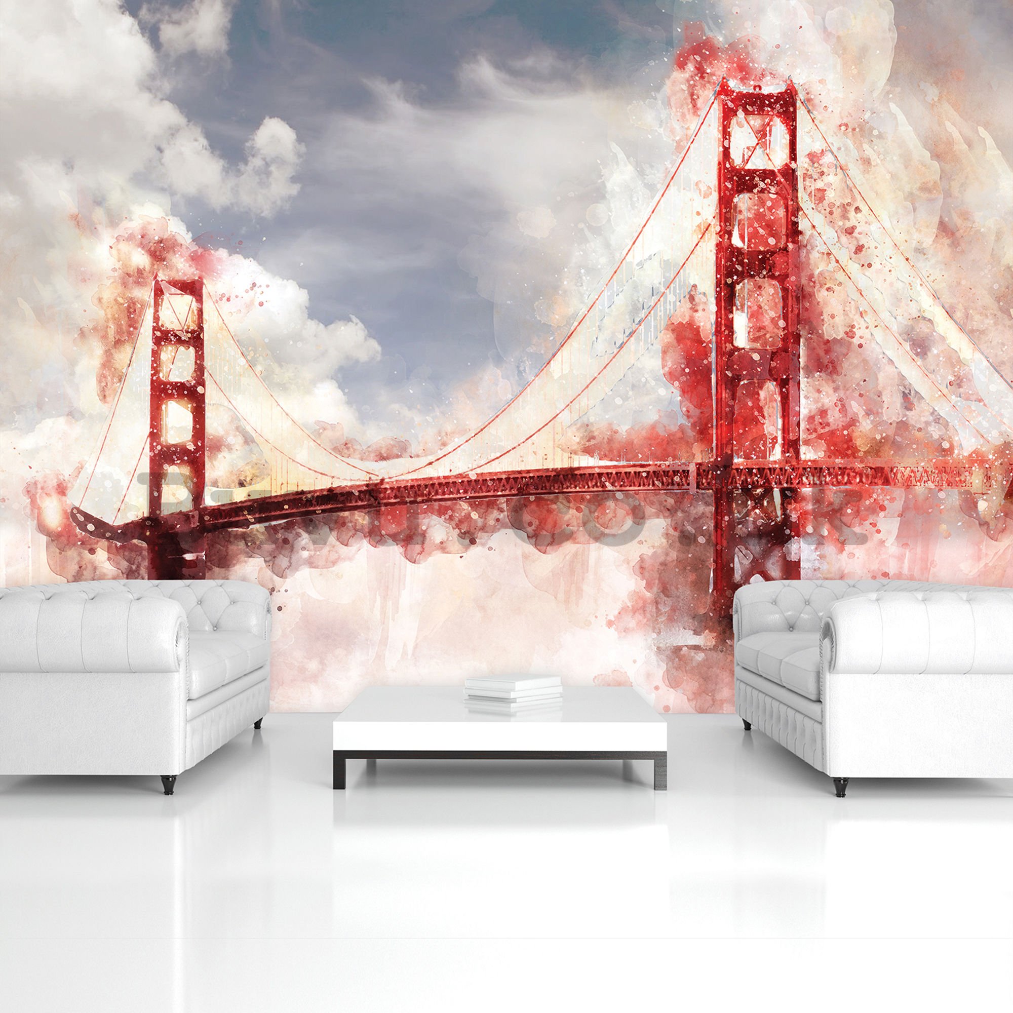Wall mural vlies: Golden Gate Bridge (painted) - 184x254 cm
