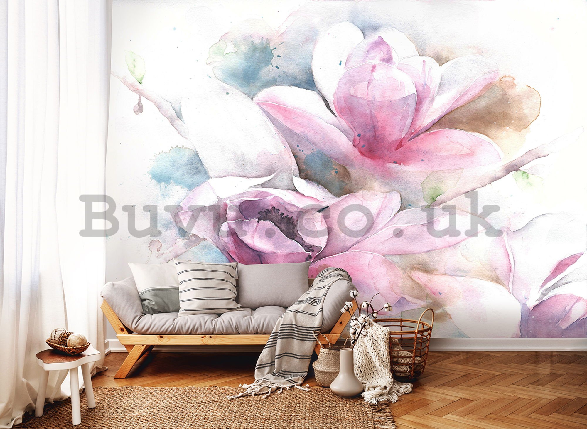 Wall mural vlies: Magnolia (painted) - 184x254 cm