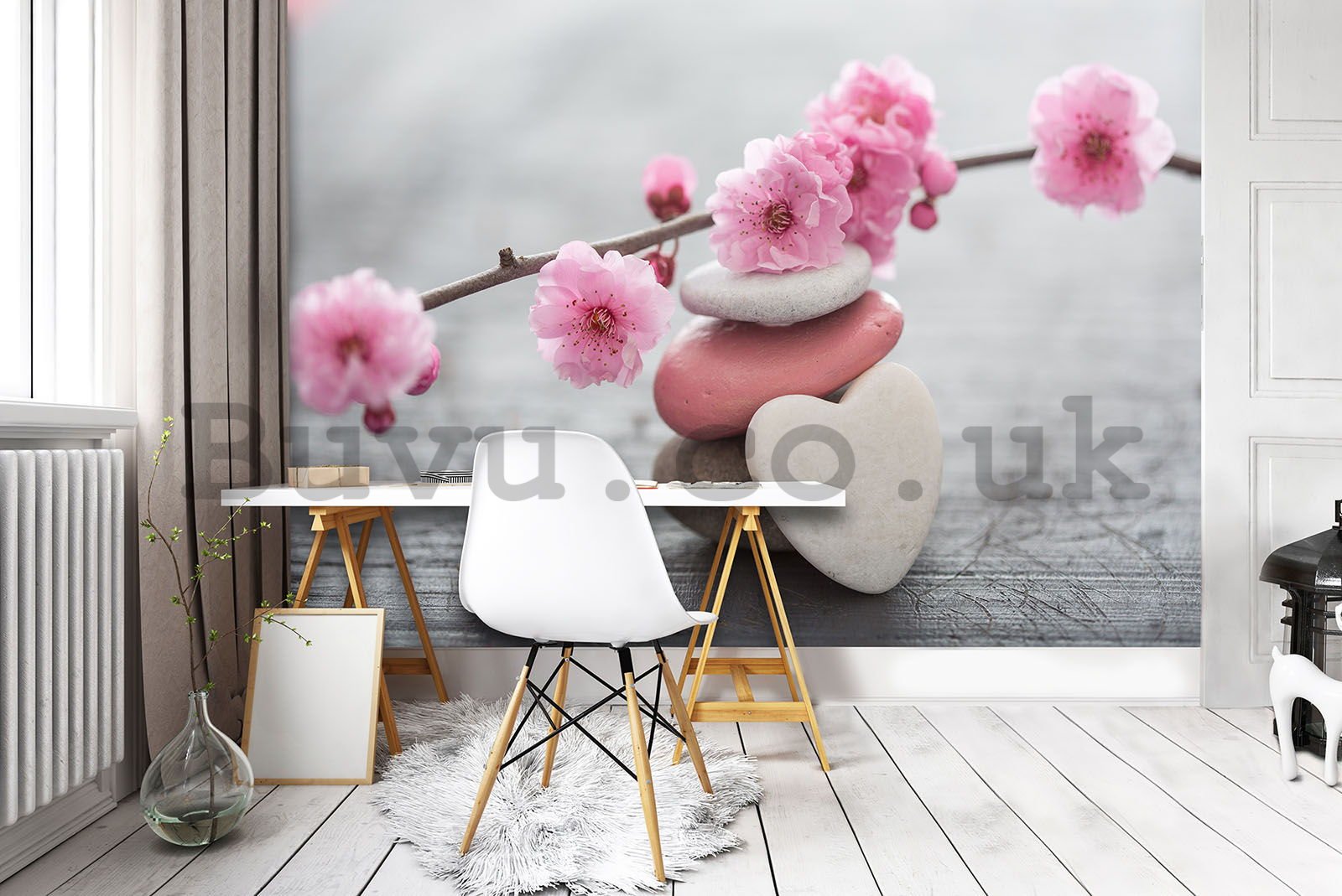 Wall mural: Flowering cherry and heart - 104x152,5 cm