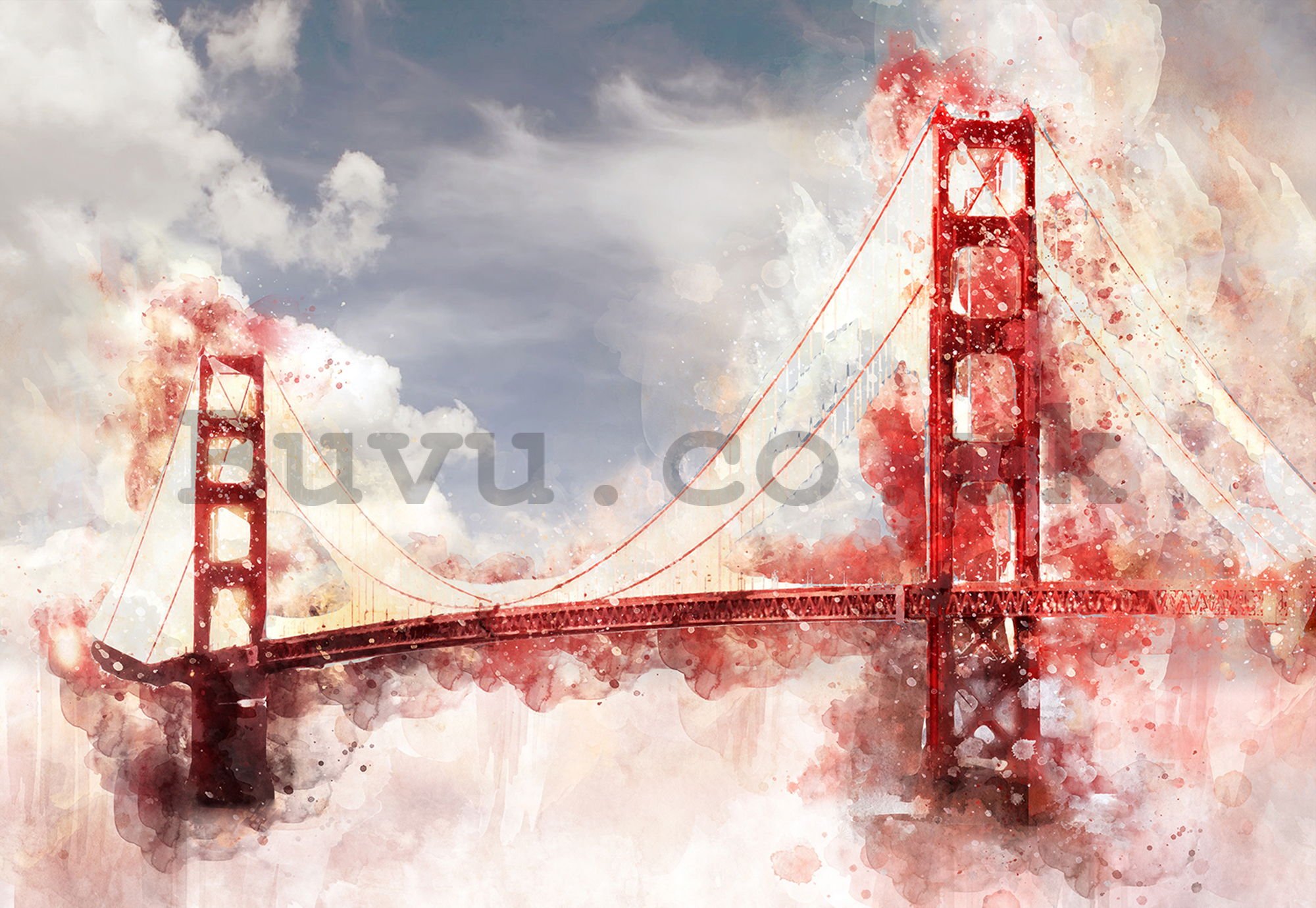 Wall mural: Golden Gate Bridge (painted) - 184x254 cm