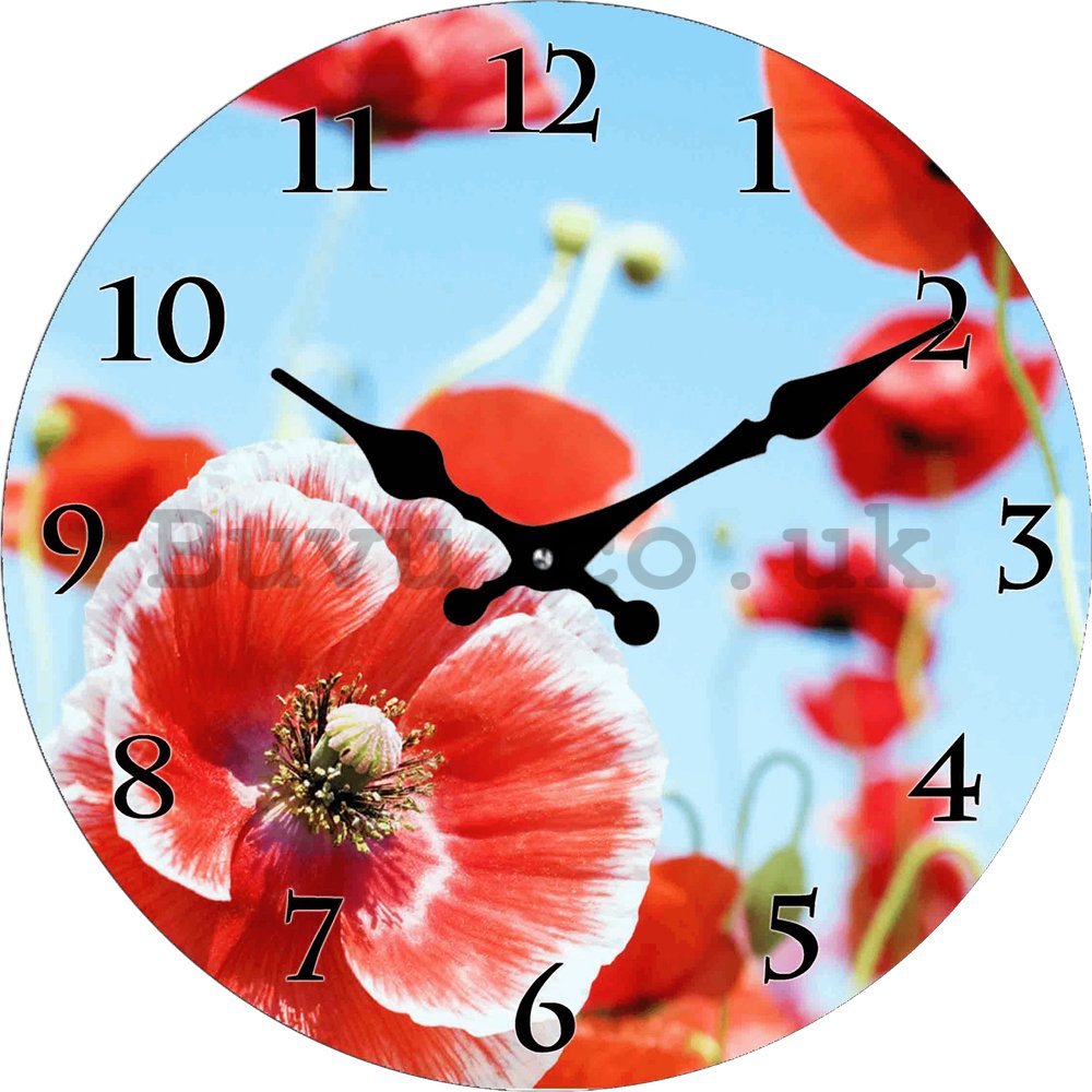 Glass wall clock - Opium poppy