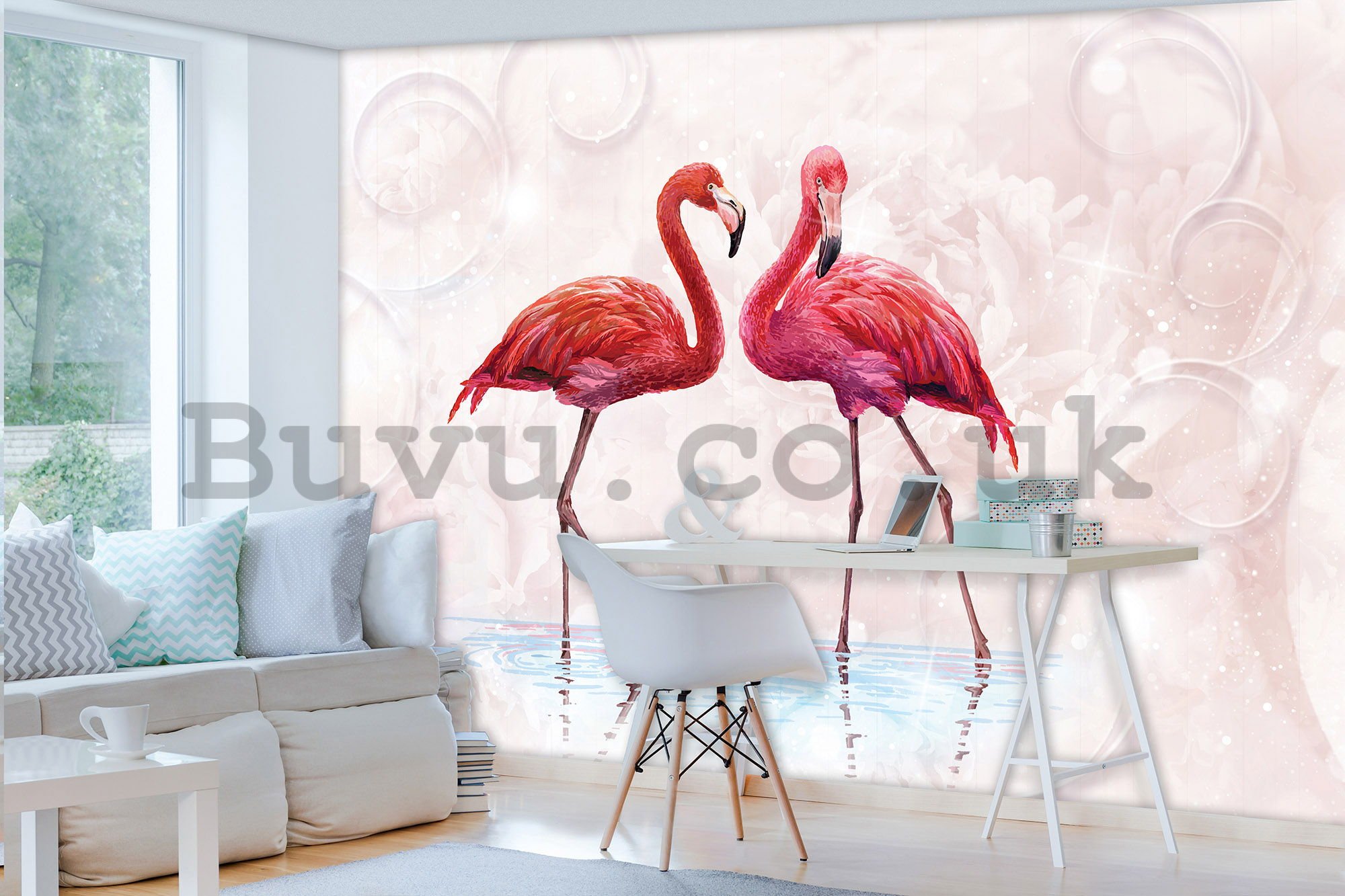 Wall Mural: Flamingos - 184x254 cm