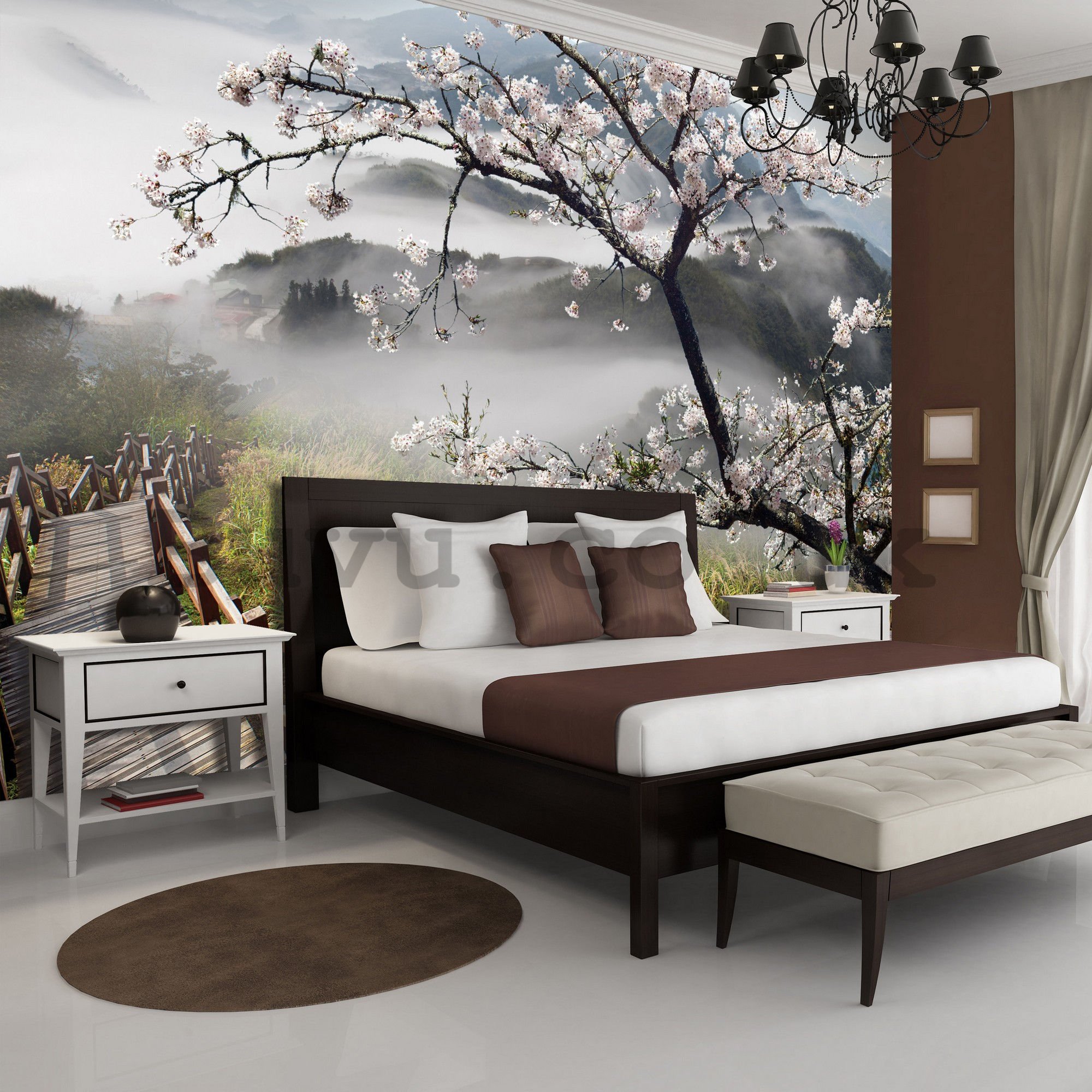Wall mural: Cherry tree above the stairs - 184x254 cm