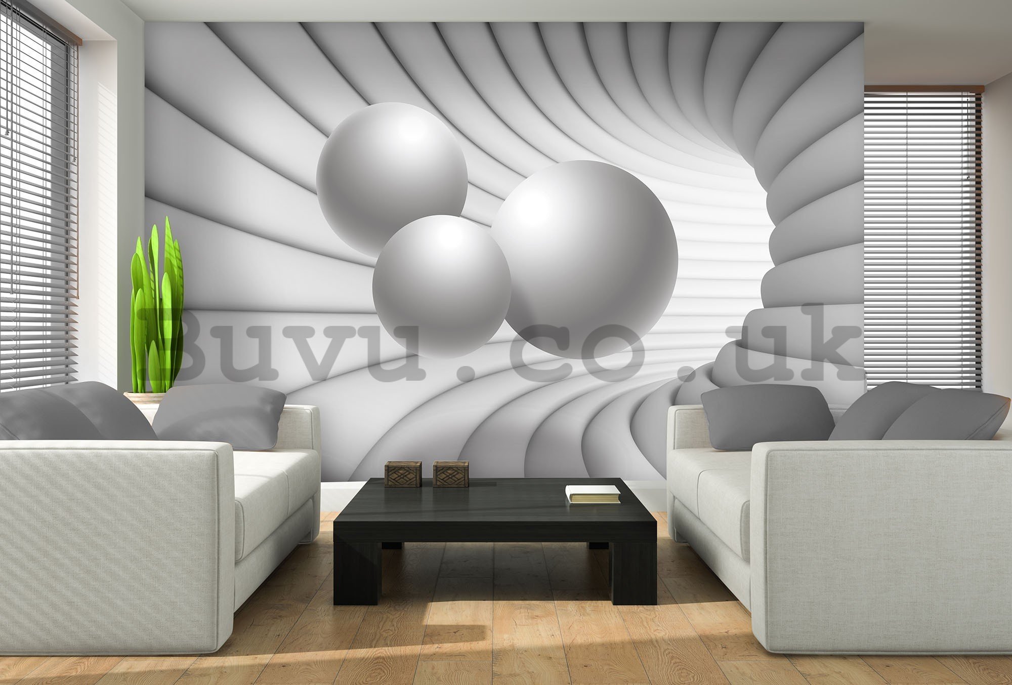Wall mural vlies: 3D tunnel (white) - 416x254 cm