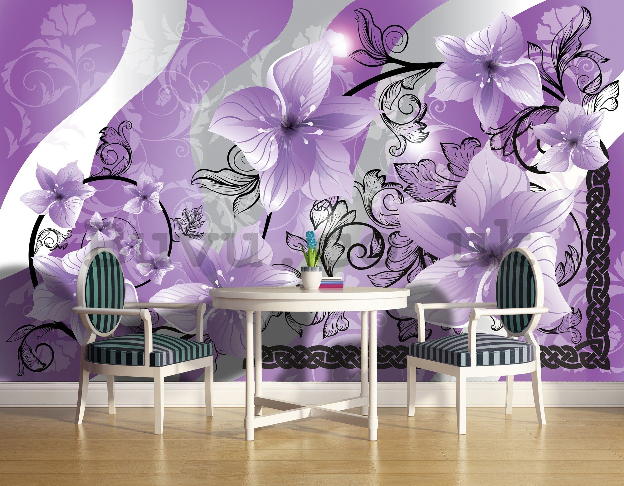 Wall mural vlies: Violet flowers - 416x254 cm