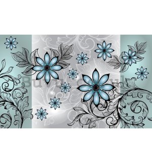Wall mural vlies: Turquoise flowers - 416x254 cm