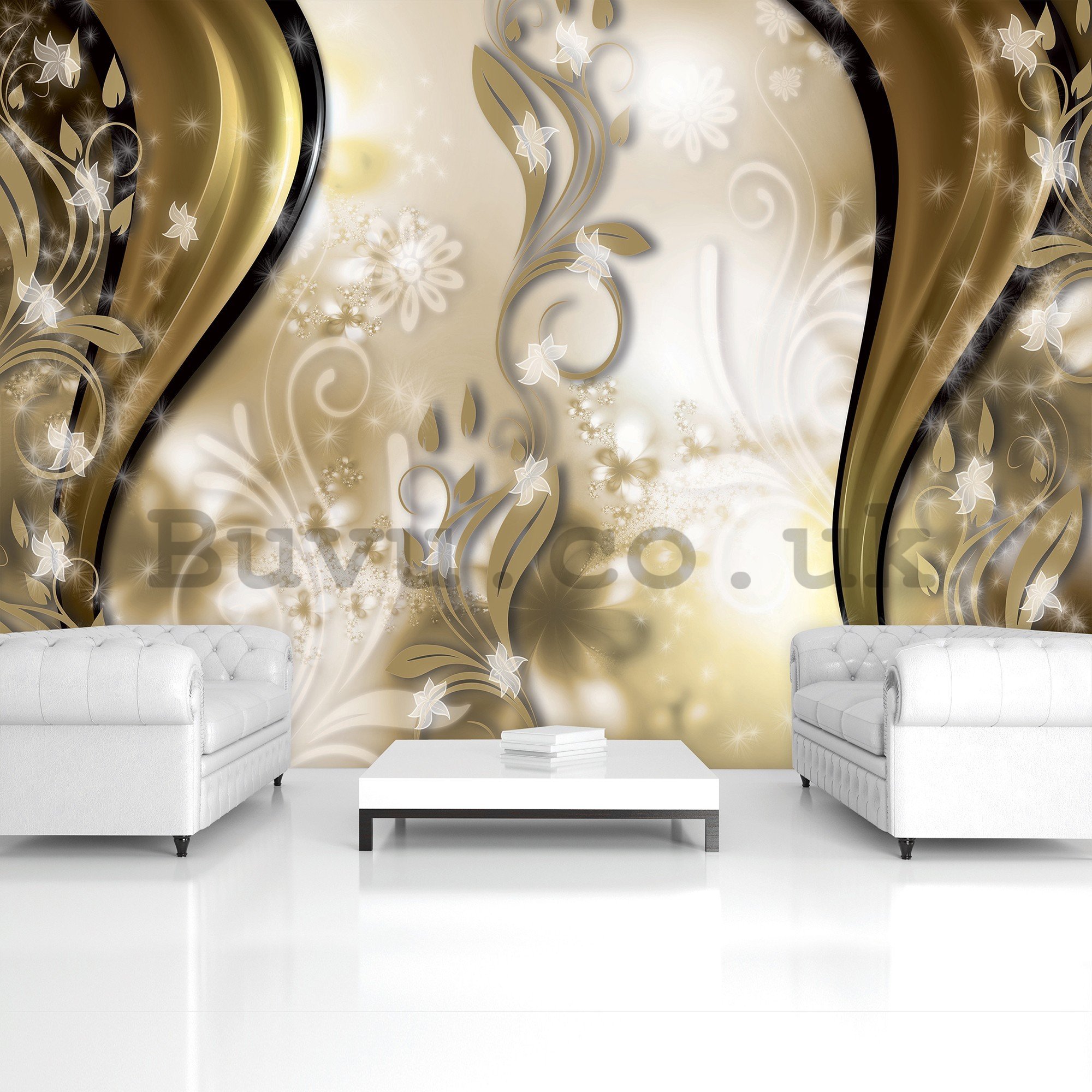 Wall mural vlies: Golden pattern - 416x254 cm