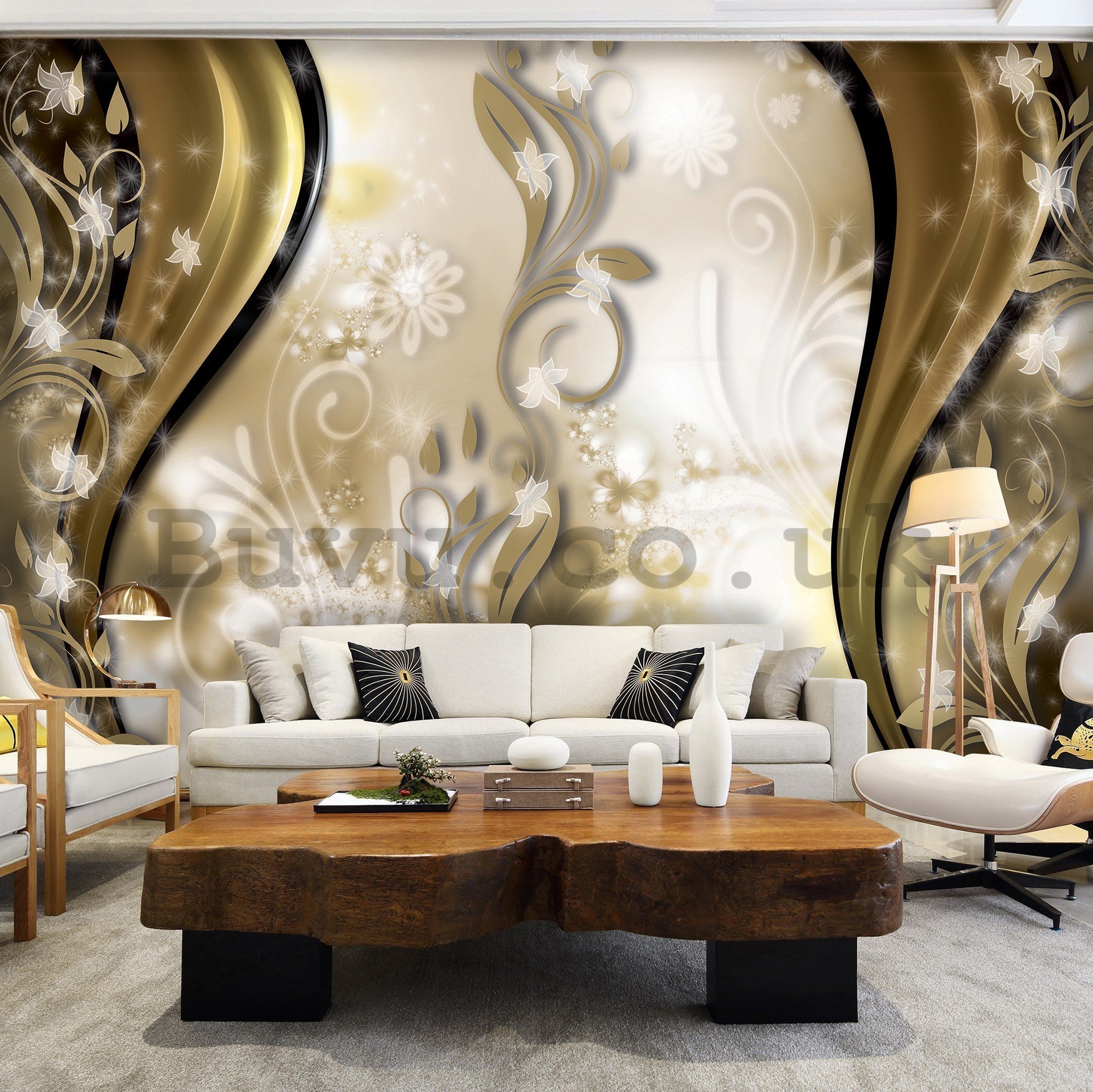 Wall mural vlies: Golden pattern - 416x254 cm