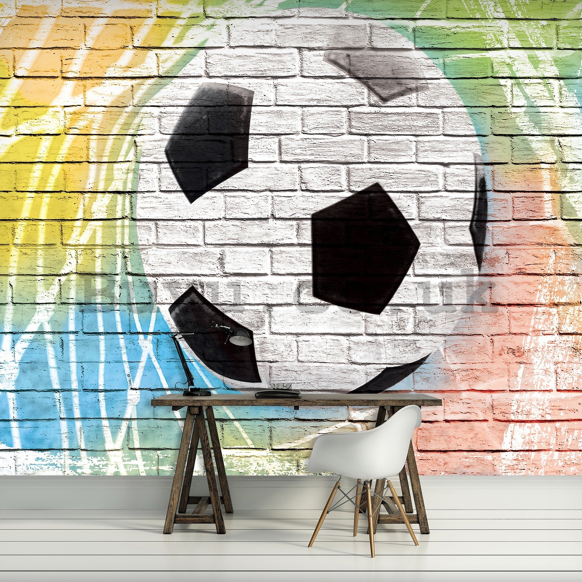 Wall mural vlies: Football ball (painted) - 416x254 cm