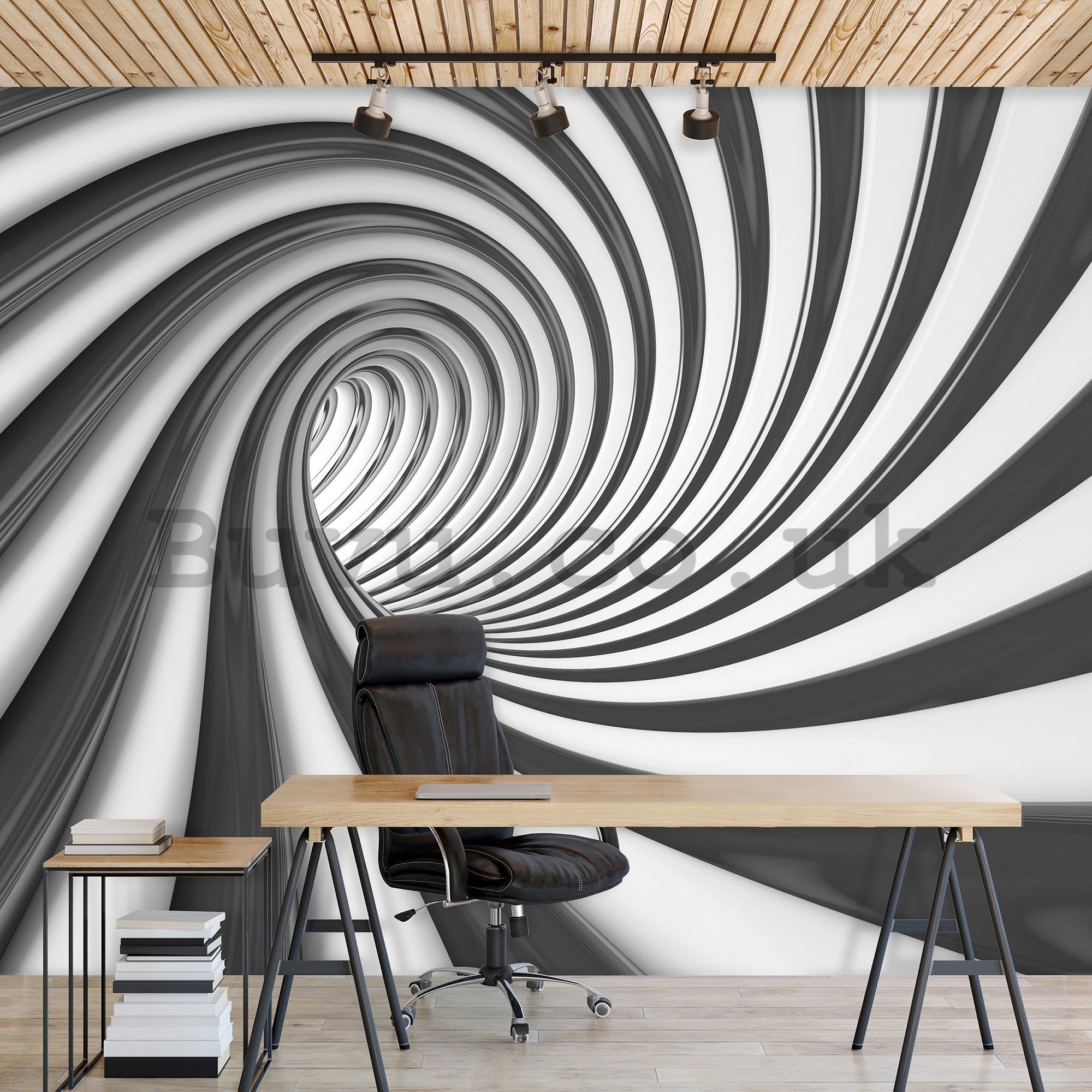 Wall mural vlies: Black spiral - 416x254 cm