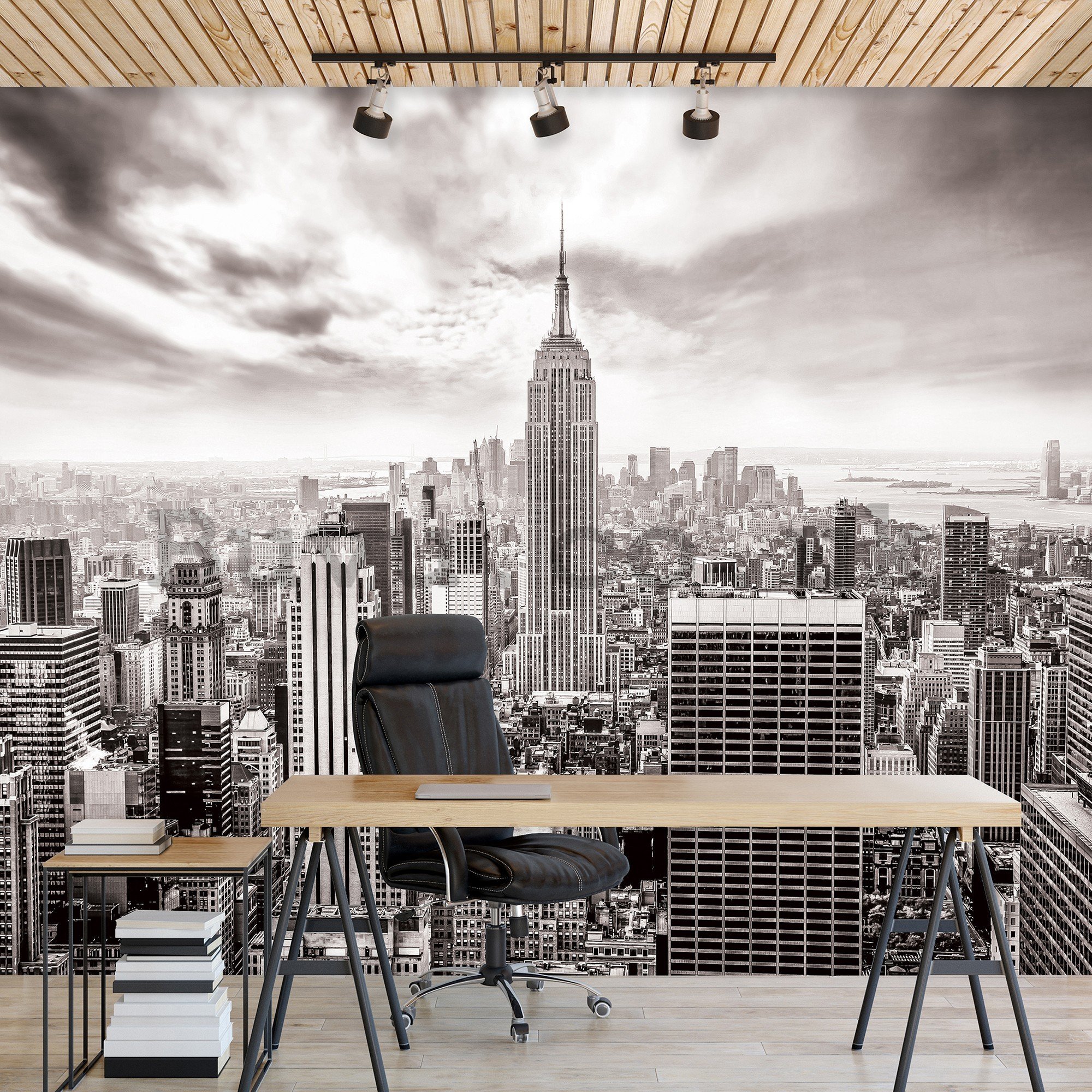 Wall mural vlies: View on New York (black and white) - 416x254 cm