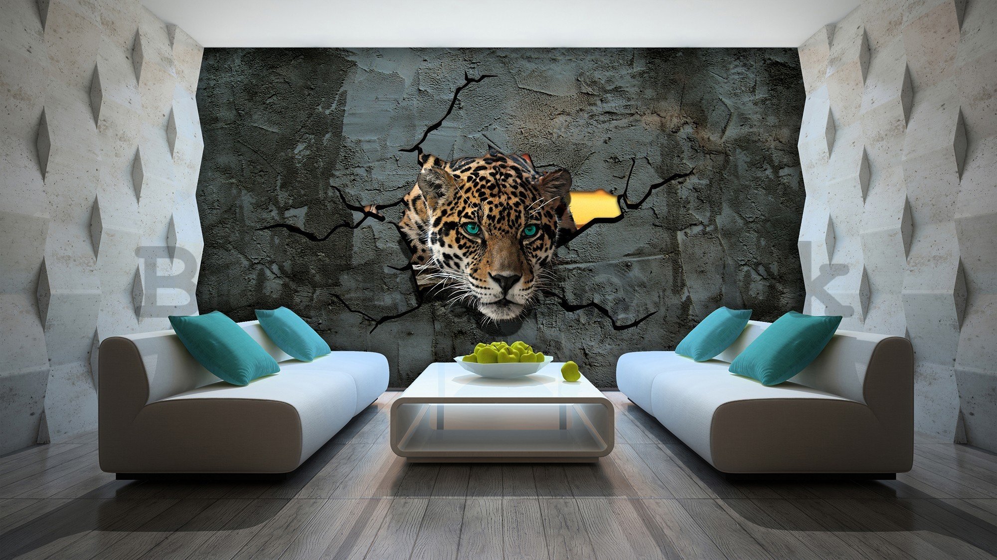 Wall mural vlies: Cheetah in the wall - 416x254 cm
