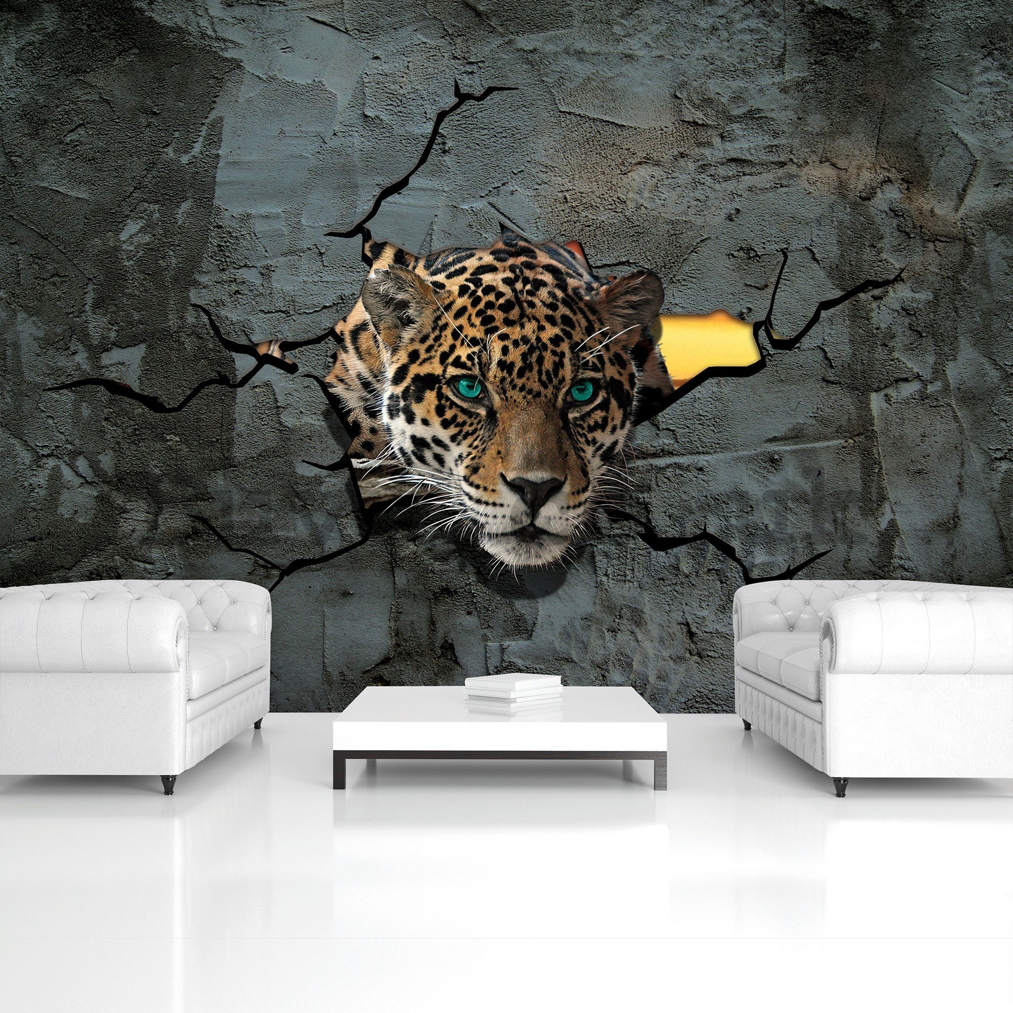 Wall mural vlies: Cheetah in the wall - 416x254 cm