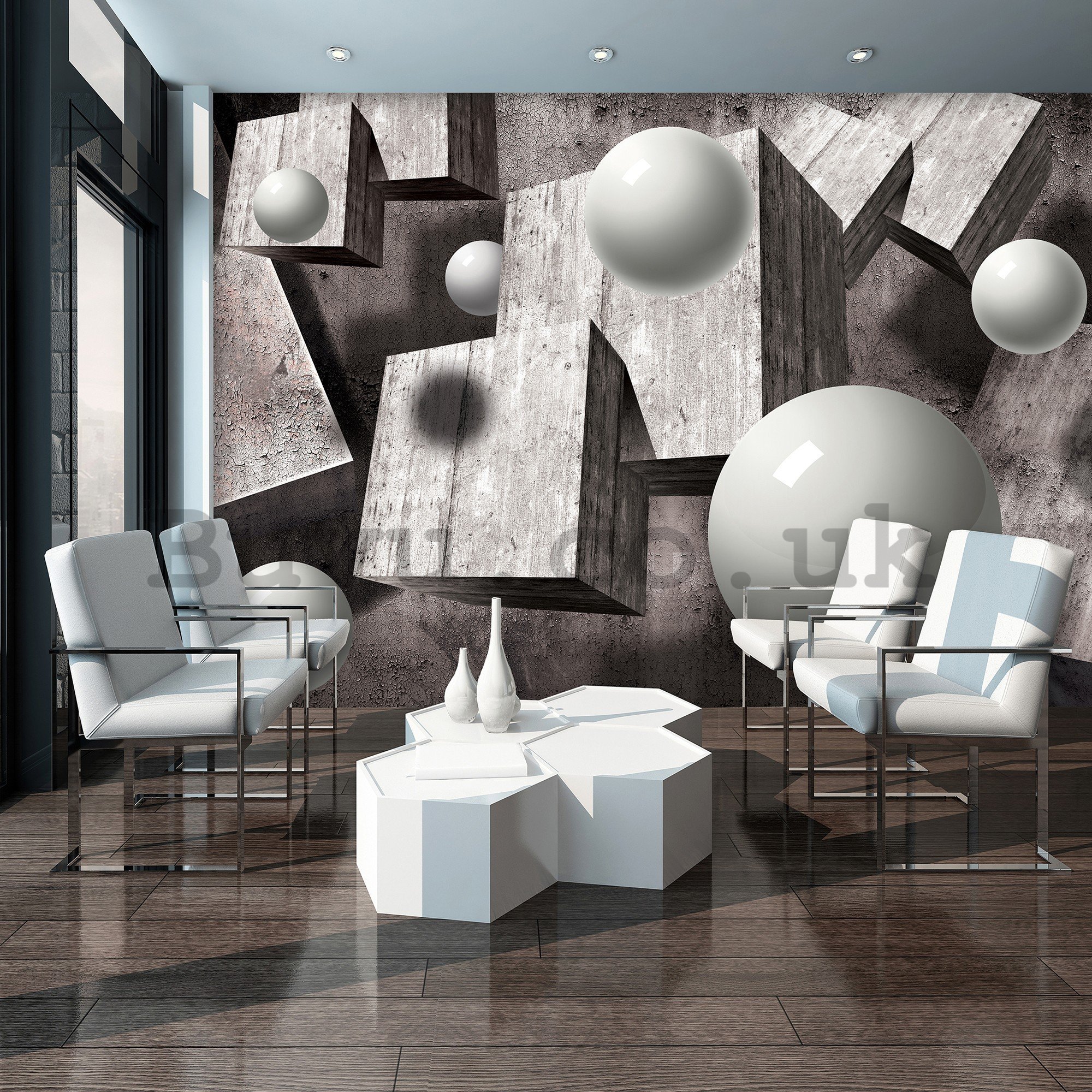 Wall mural vlies: Spheres and cubes - 416x254 cm
