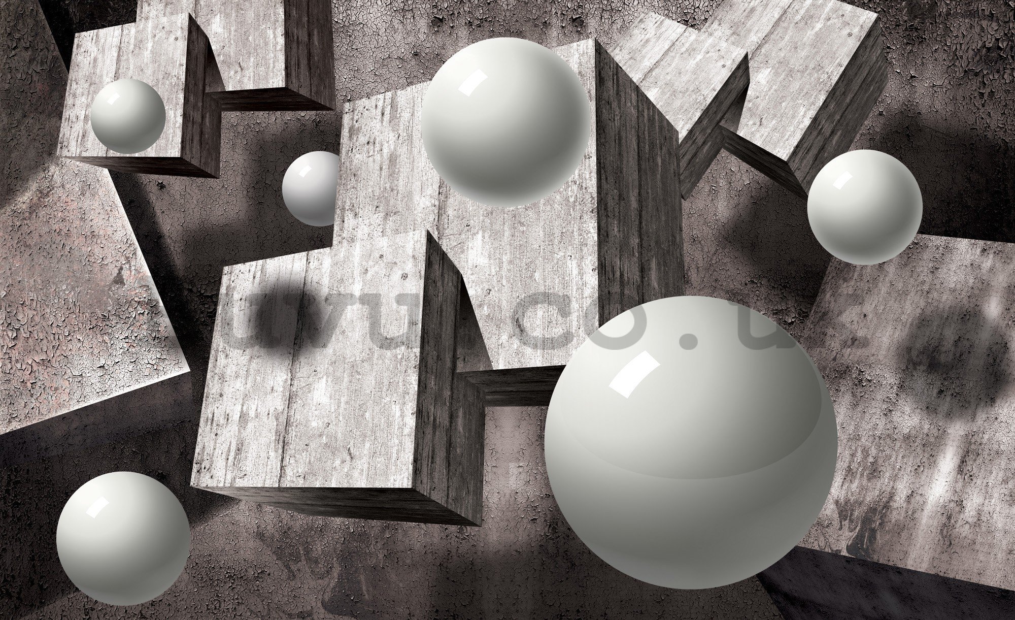 Wall mural vlies: Spheres and cubes - 416x254 cm