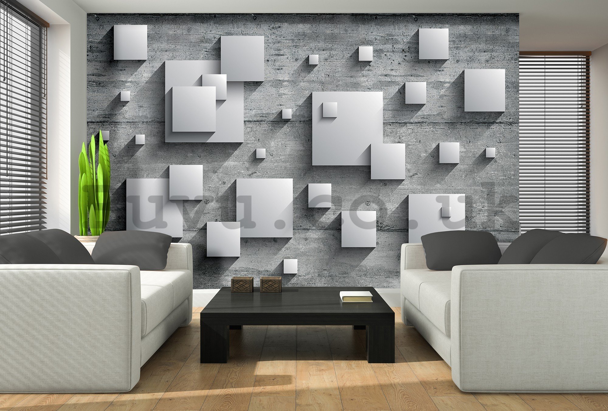 Wall mural vlies: Grey squares - 416x254 cm