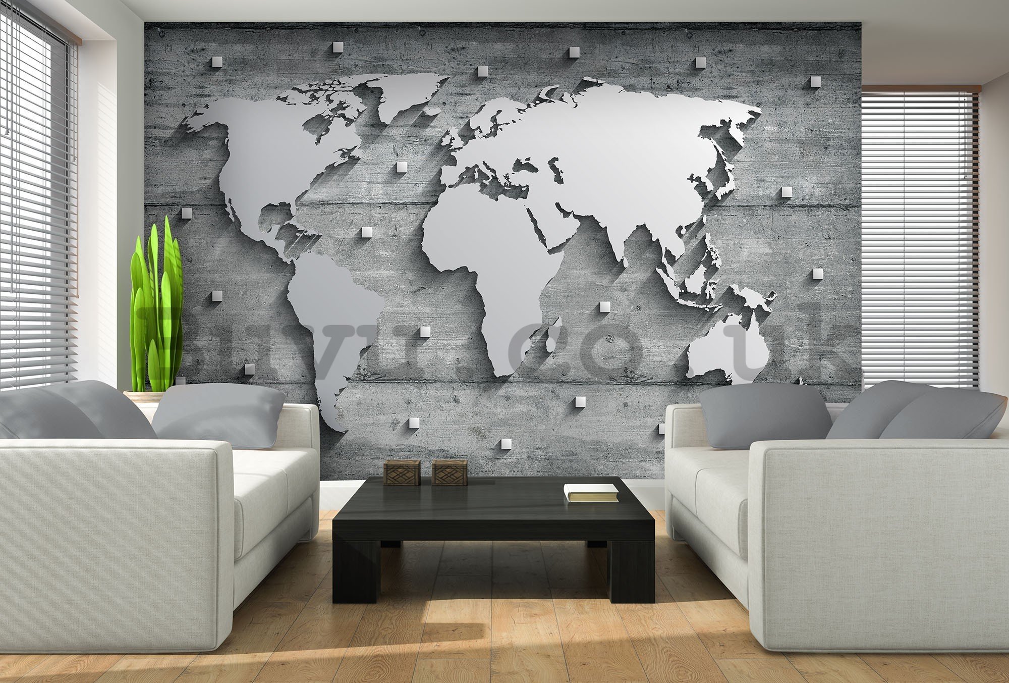 Wall mural vlies: Metal map of the world - 416x254 cm