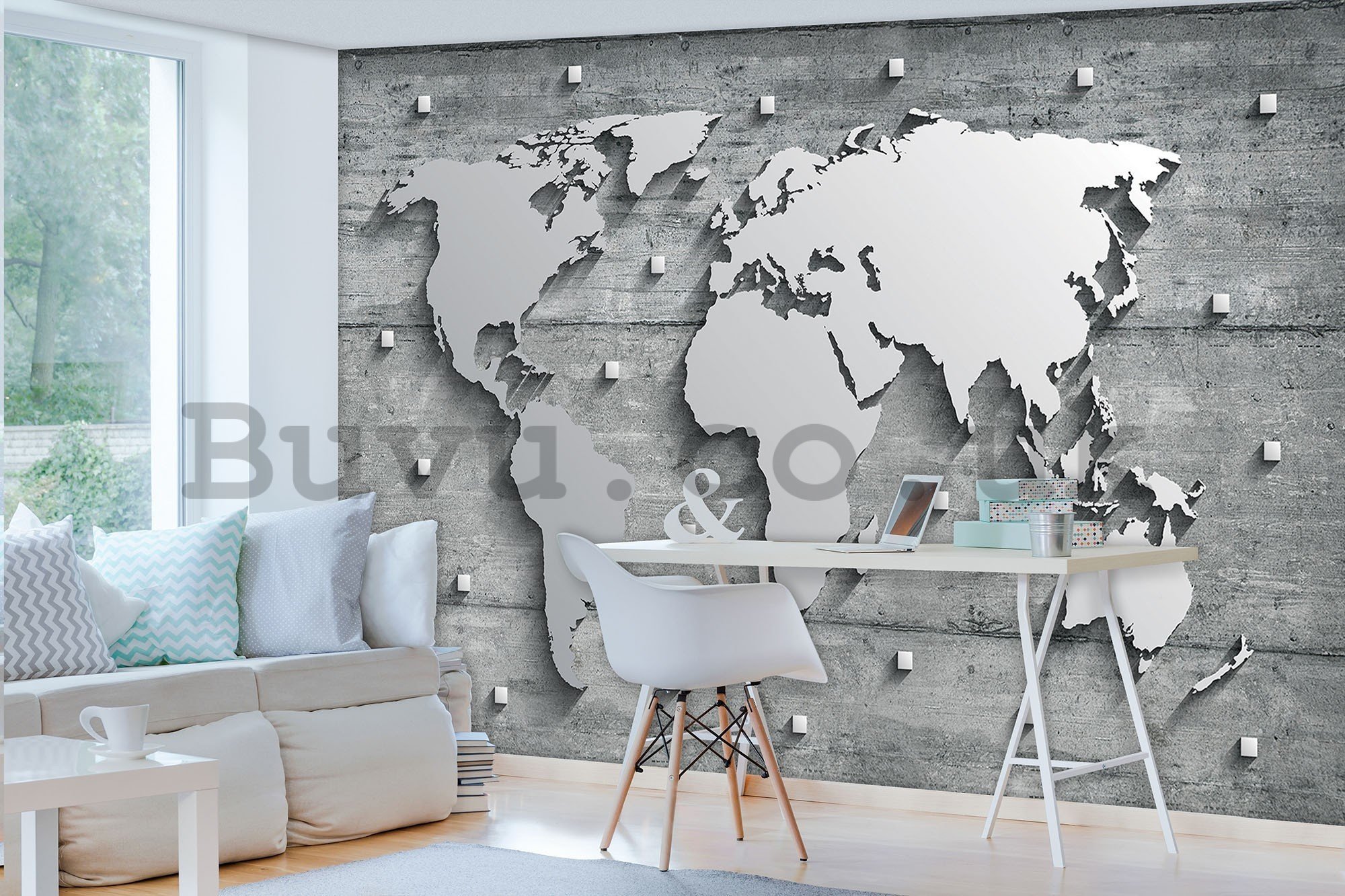 Wall mural vlies: Metal map of the world - 416x254 cm