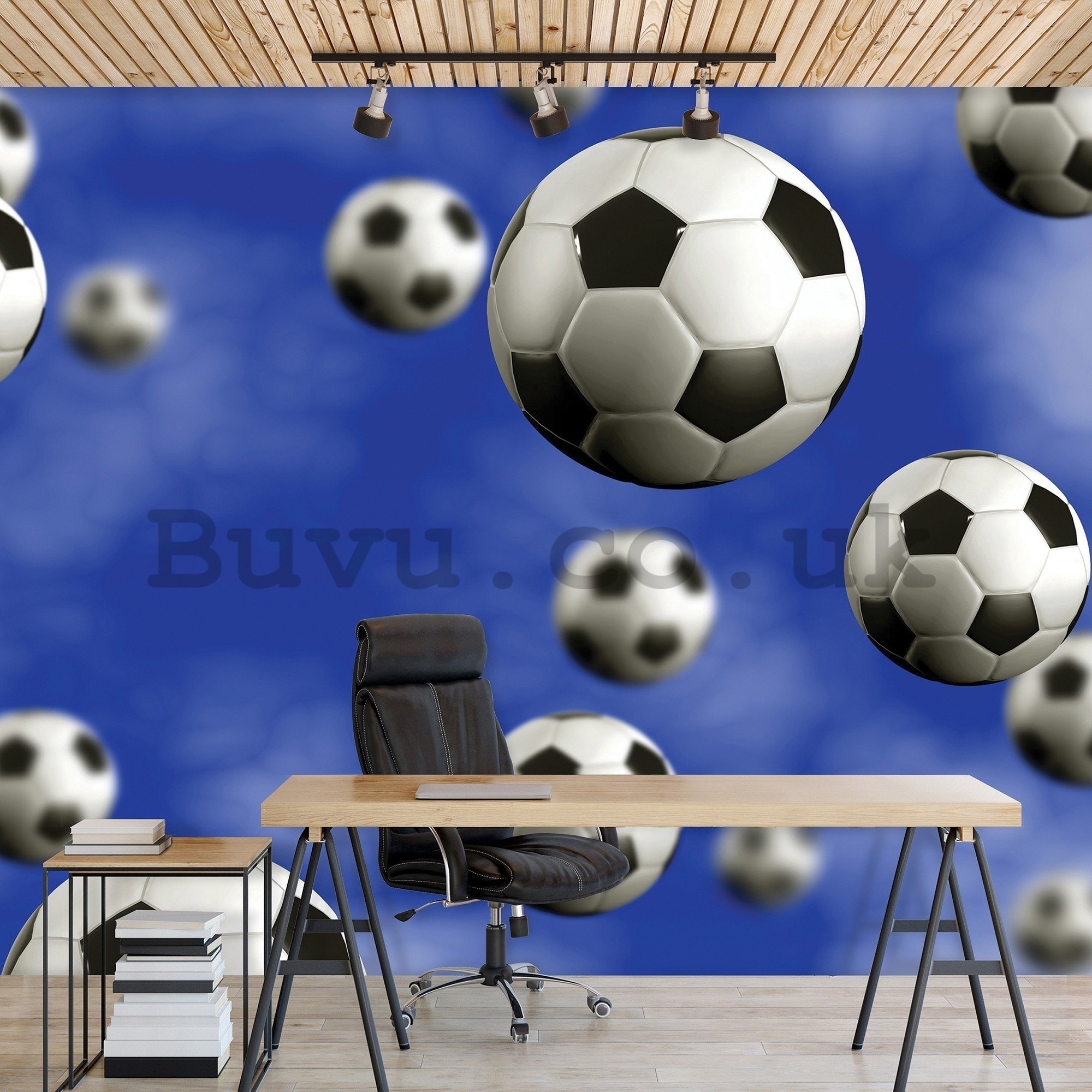 Wall mural vlies: Football balls - 416x254 cm