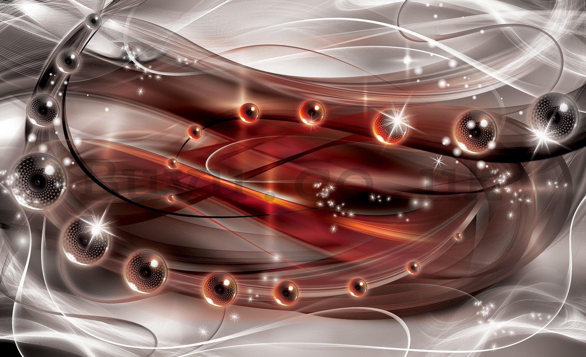 Wall mural vlies: Glossy abstract (red) - 416x254 cm