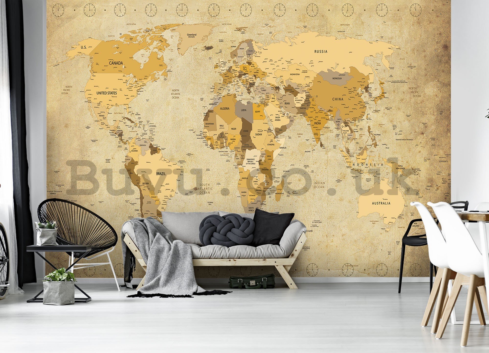Wall mural vlies: Map of the world (Vintage) - 416x254 cm