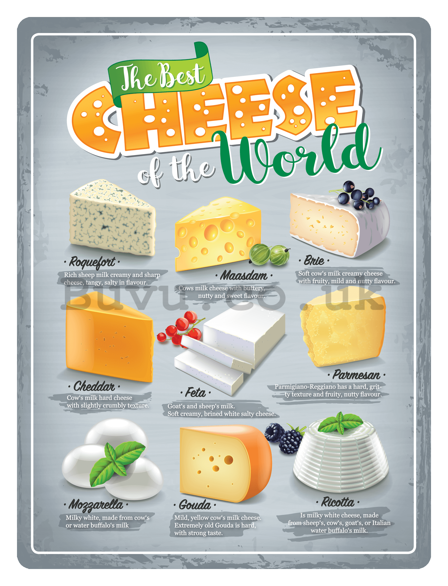Metal sign: The Best Cheese of the World - 30x40 cm