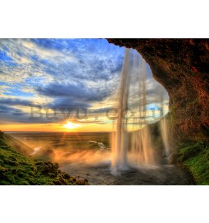 Wall mural vlies: Waterfall at sunset - 254x368 cm