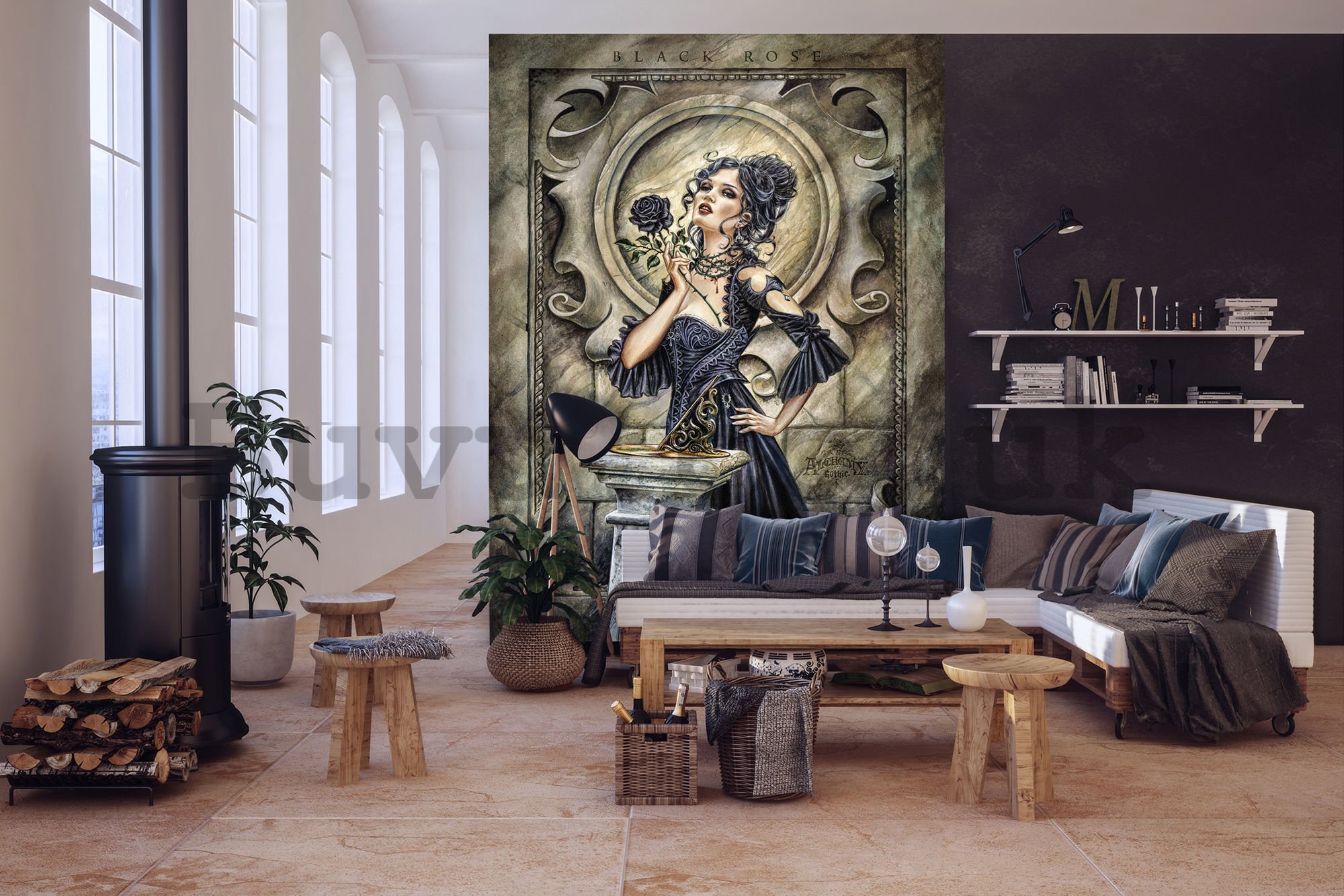 Wall mural: Woman with roses - 254x184 cm