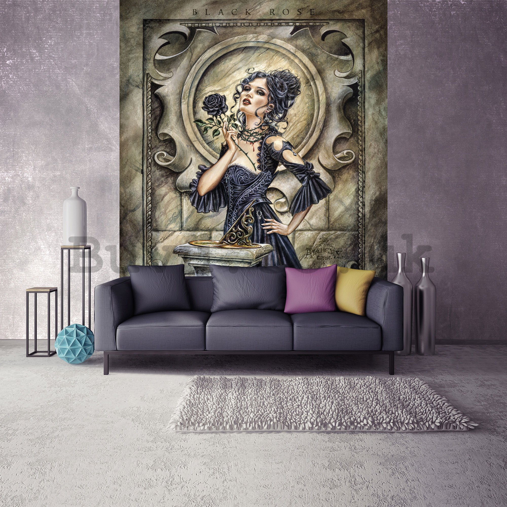 Wall mural: Woman with roses - 254x184 cm