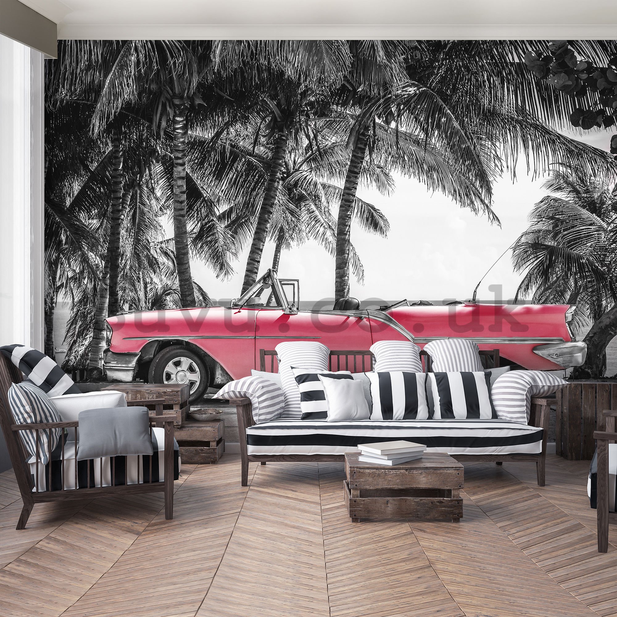 Wall mural vlies: Cuba red car - 184x254 cm