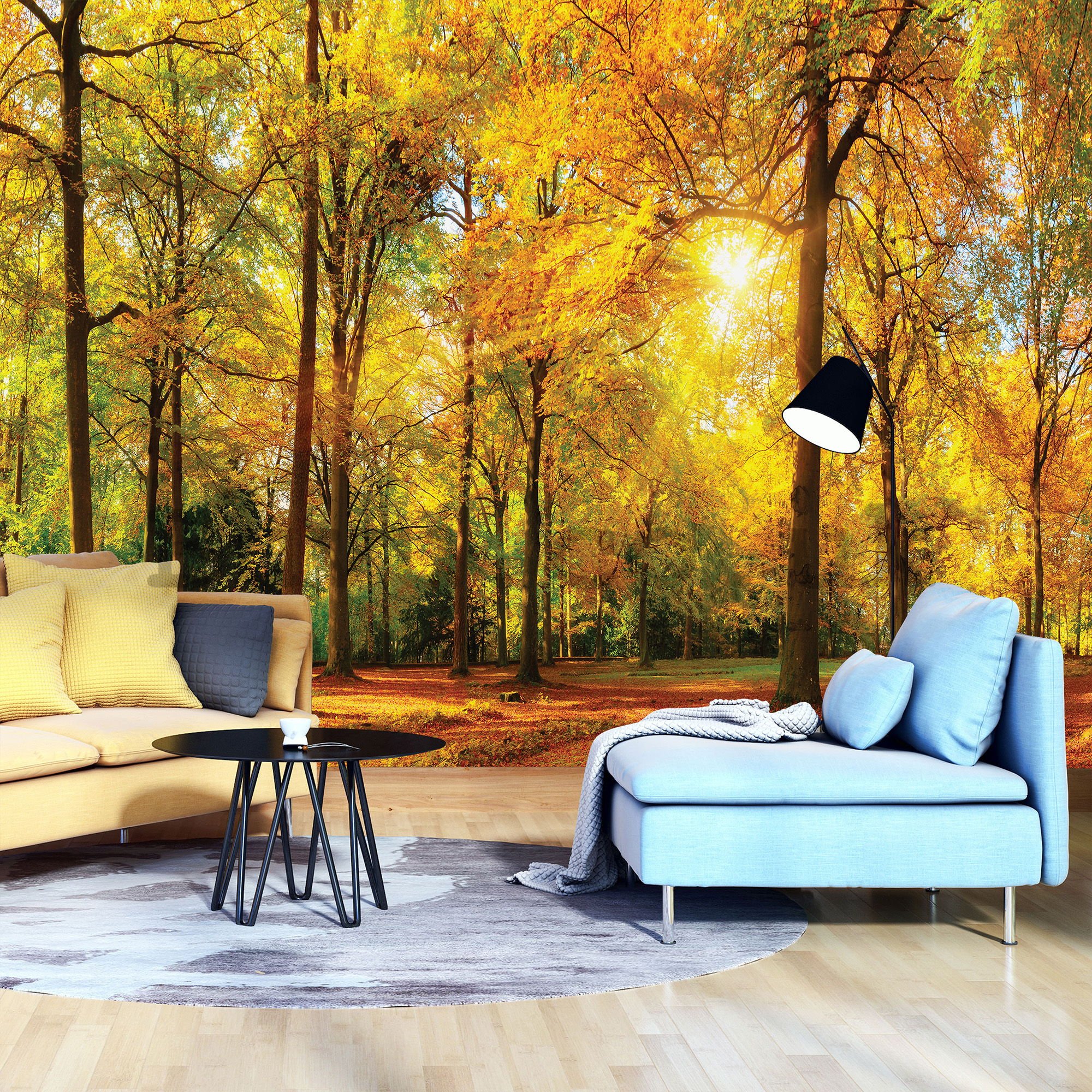 Wall mural: Fallen leaves in the forest - 184x254 cm