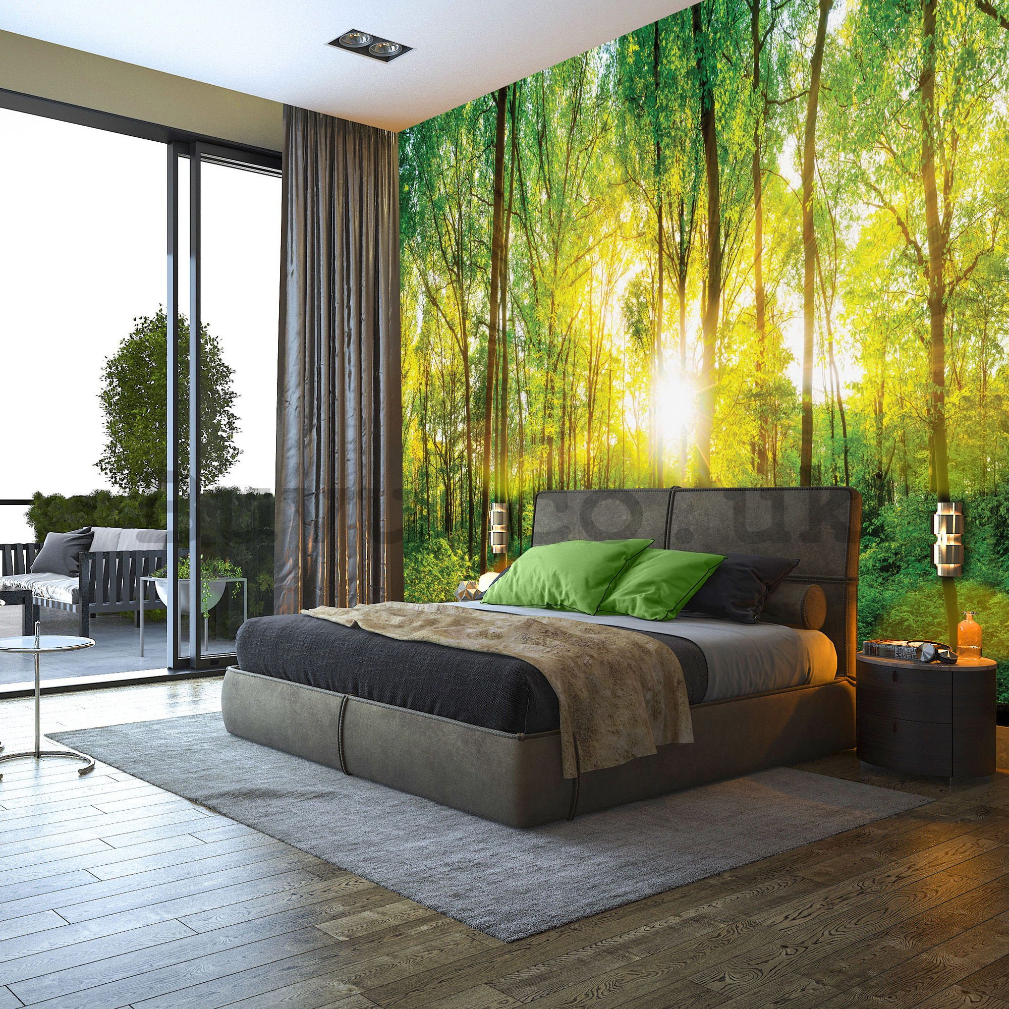 Wall mural: View through the forest - 184x254 cm