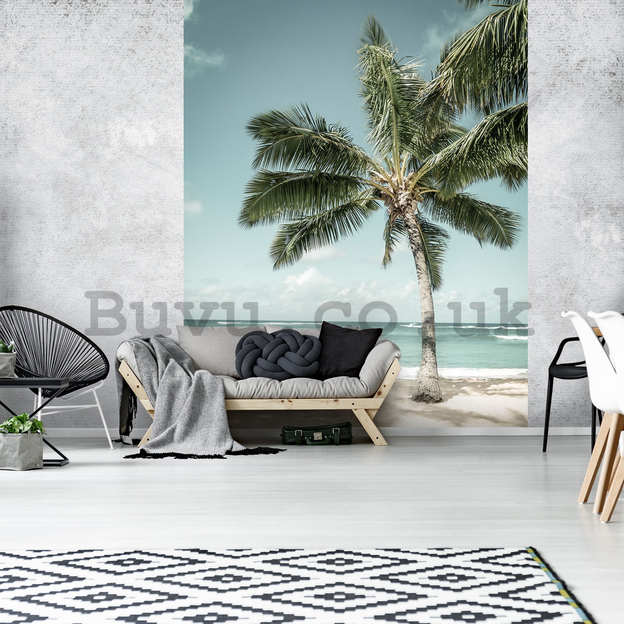 Wall mural: Palm tree by the sea - 254x184 cm