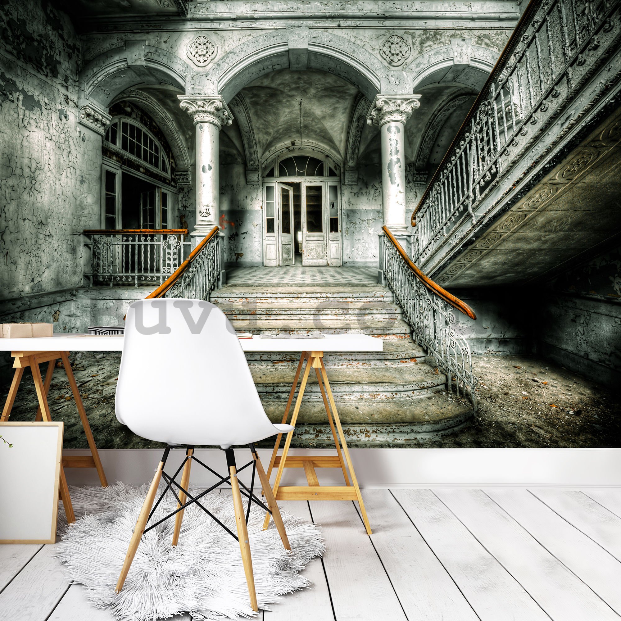 Wall mural: Stairs in front of the entrance - 254x368 cm