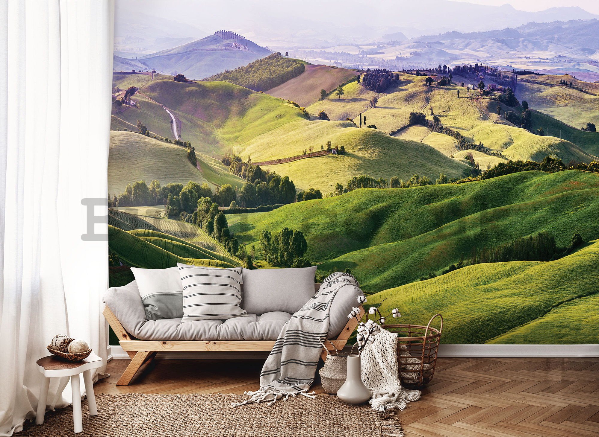Wall mural vlies: Hilly landscape - 416x254 cm