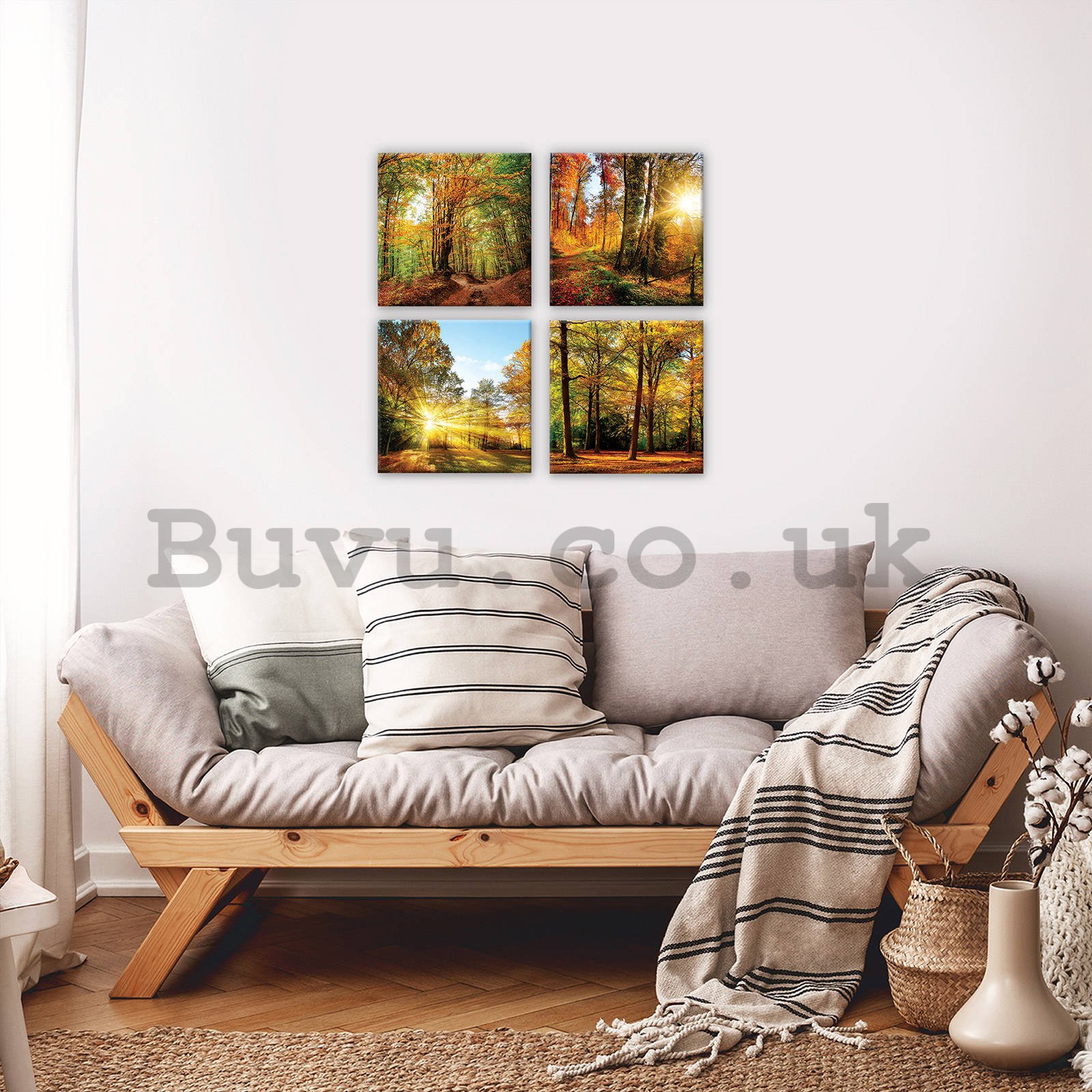 Painting on canvas: Forest - set 4pcs 25x25cm