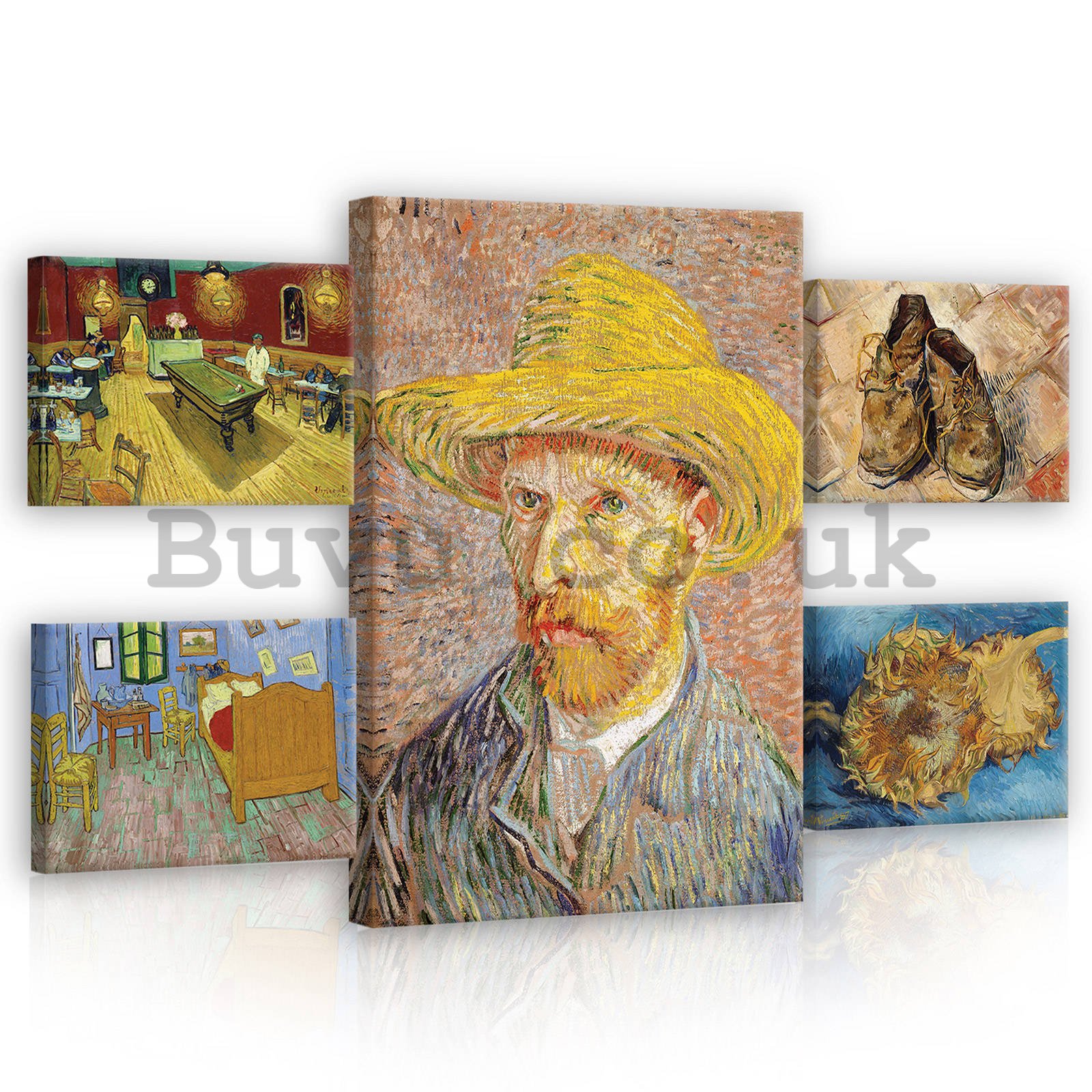 Painting on canvas: Vincent van Gogh - set 1pc 70x50 cm and 4pc 32,4x22,8 cm