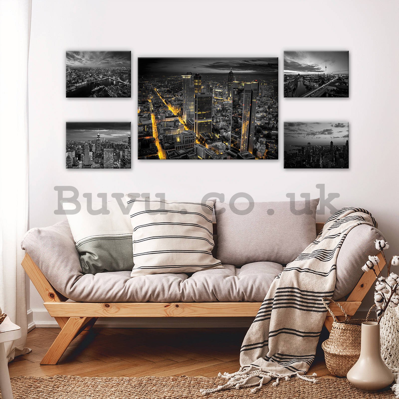 Painting on canvas: New York - set 1pc 70x50 cm and 4pc 32,4x22,8 cm
