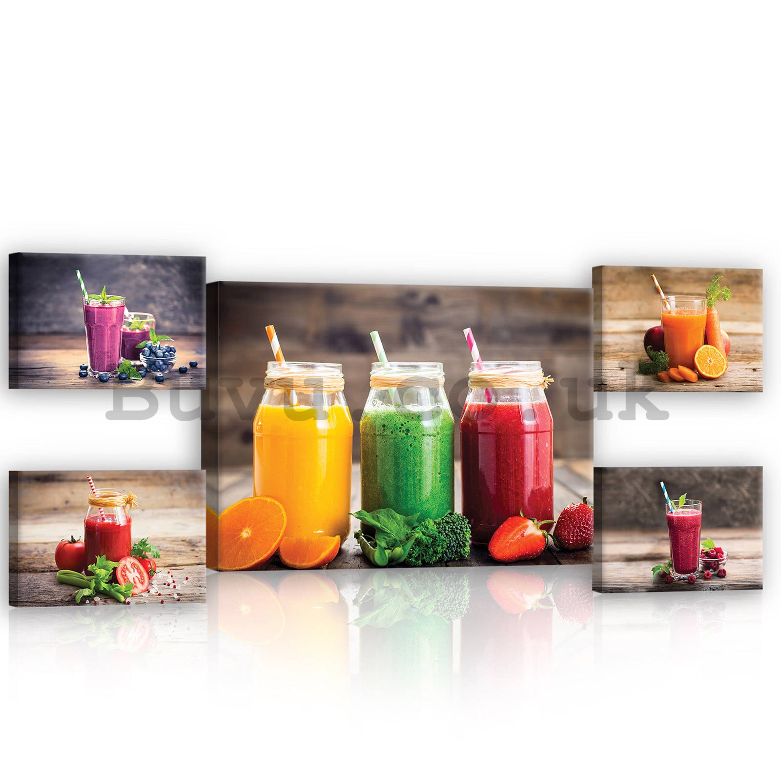 Painting on canvas: Smoothie (2) - set 1pc 70x50 cm and 4pc 32,4x22,8 cm