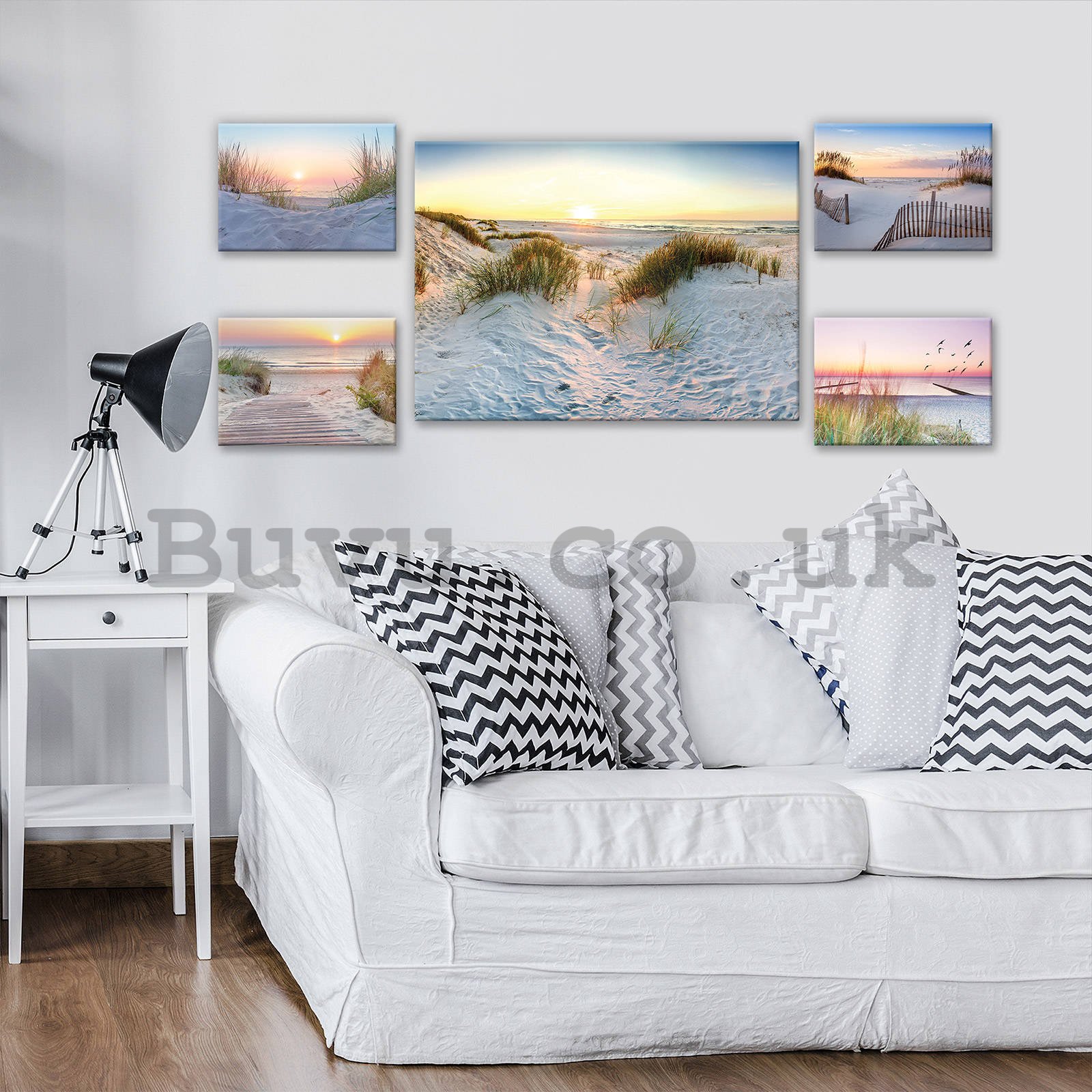 Painting on canvas: Sand dunes - set 1pc 70x50 cm and 4pc 32,4x22,8 cm