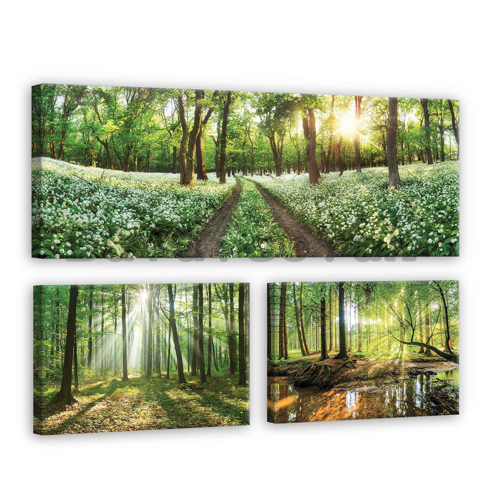 Painting on canvas: Journey through the forest - set 1pc 80x30 cm and 2pc 37,5x24,8 cm