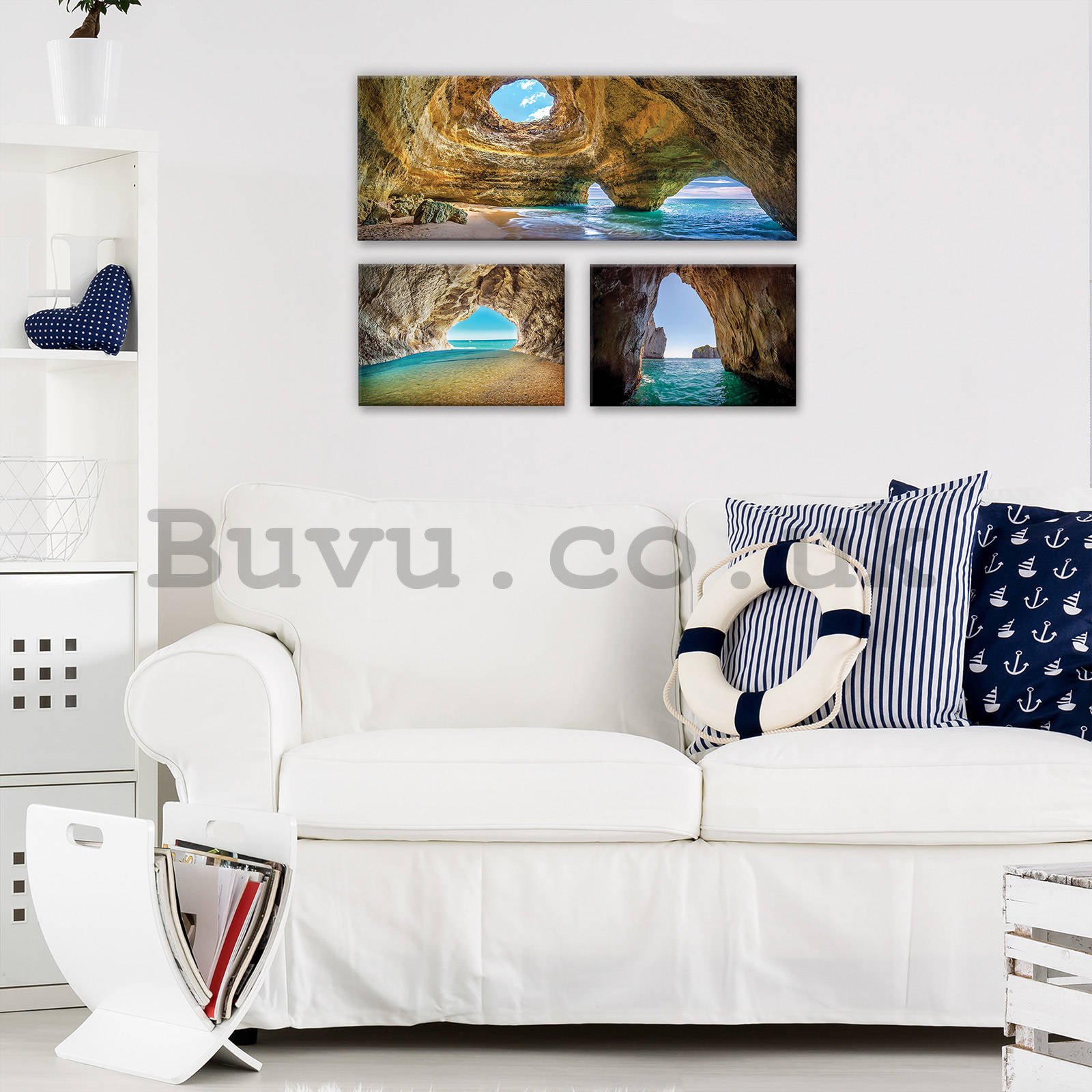 Painting on canvas: Sea cave - set 1pc 80x30 cm and 2pc 37,5x24,8 cm